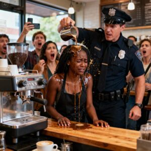 Racist policeman pours coffee on black woman and says rude things – when he finds out who she is, he kneels down to apologize but it’s too late…