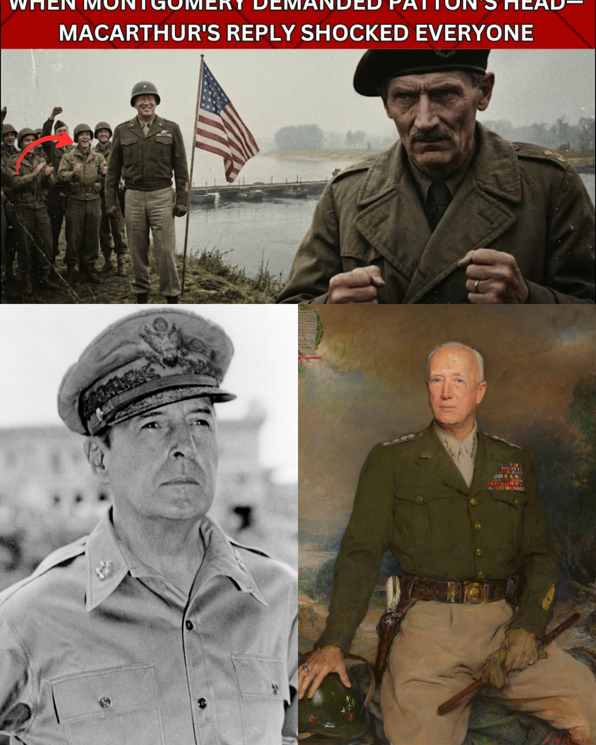 When Montgomery Demanded Patton’s Head—MacArthur’s Blunt Reply Nearly Shattered the Allied Command