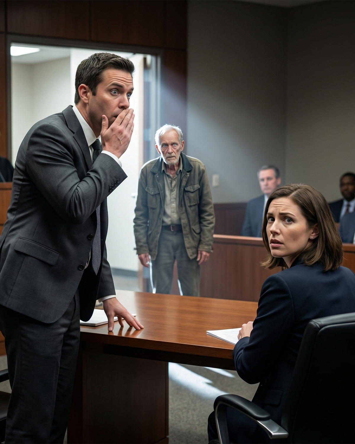 On the bus to my divorce hearing, I gave my seat to a trembling old man. He smiled and murmured, “Mind if I come with you? I’ve waited years for this day.” I thought he was joking—until he followed me into the courtroom. When my husband saw him, he went ghost-white. “No… you’re supposed to be dead.” That’s when I realized my marriage wasn’t our only lie.