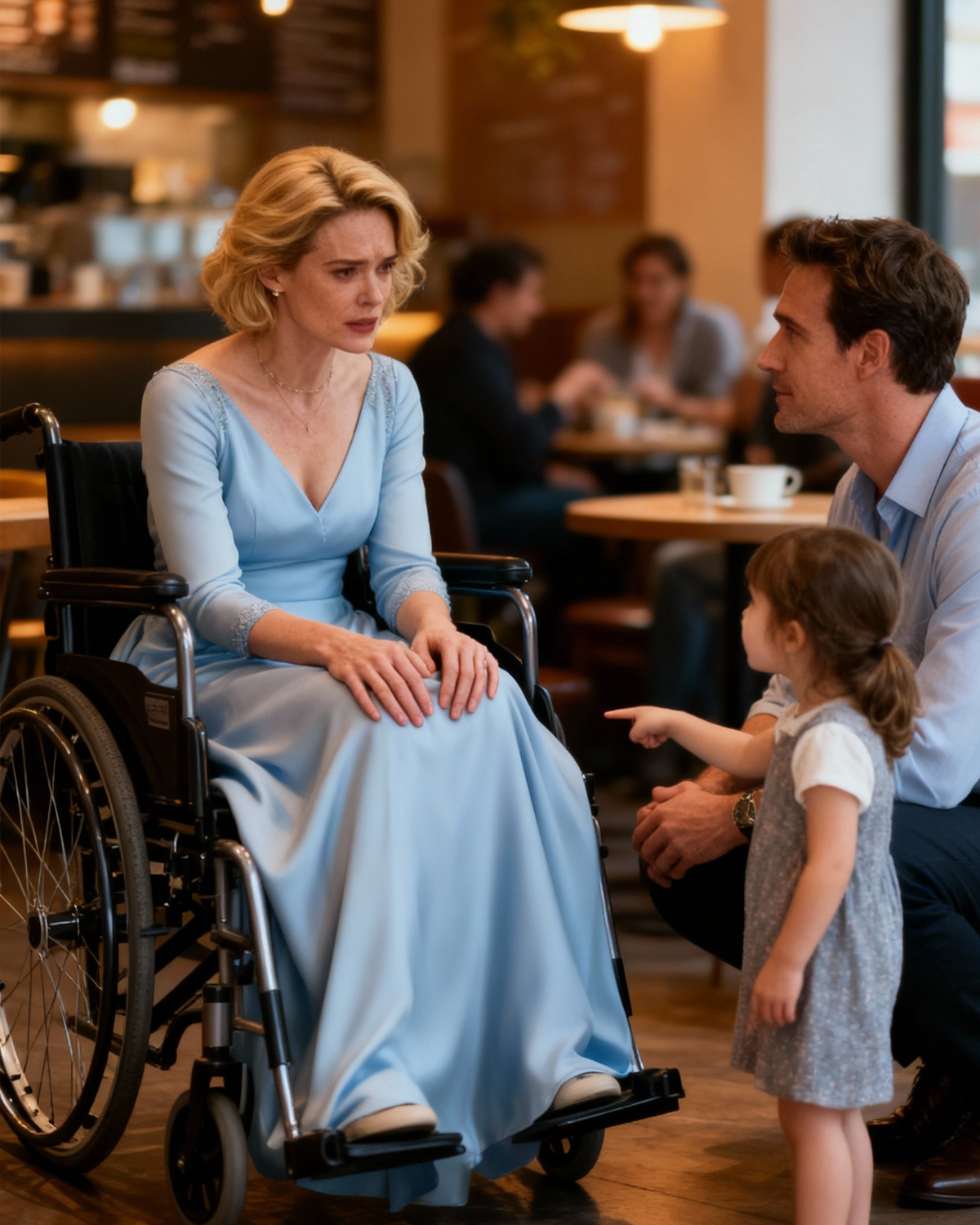 Paralyzed Woman Left Alone at Café on First Date—Then A Single Dad with a Little Girl Walked Up…