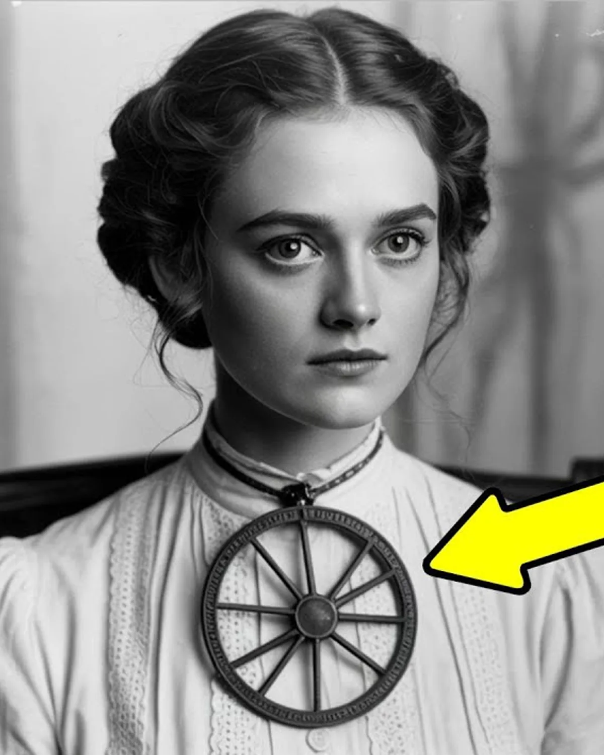 It was just a 1910 photo of a young woman—until a sinister symbol was noticed on her necklace