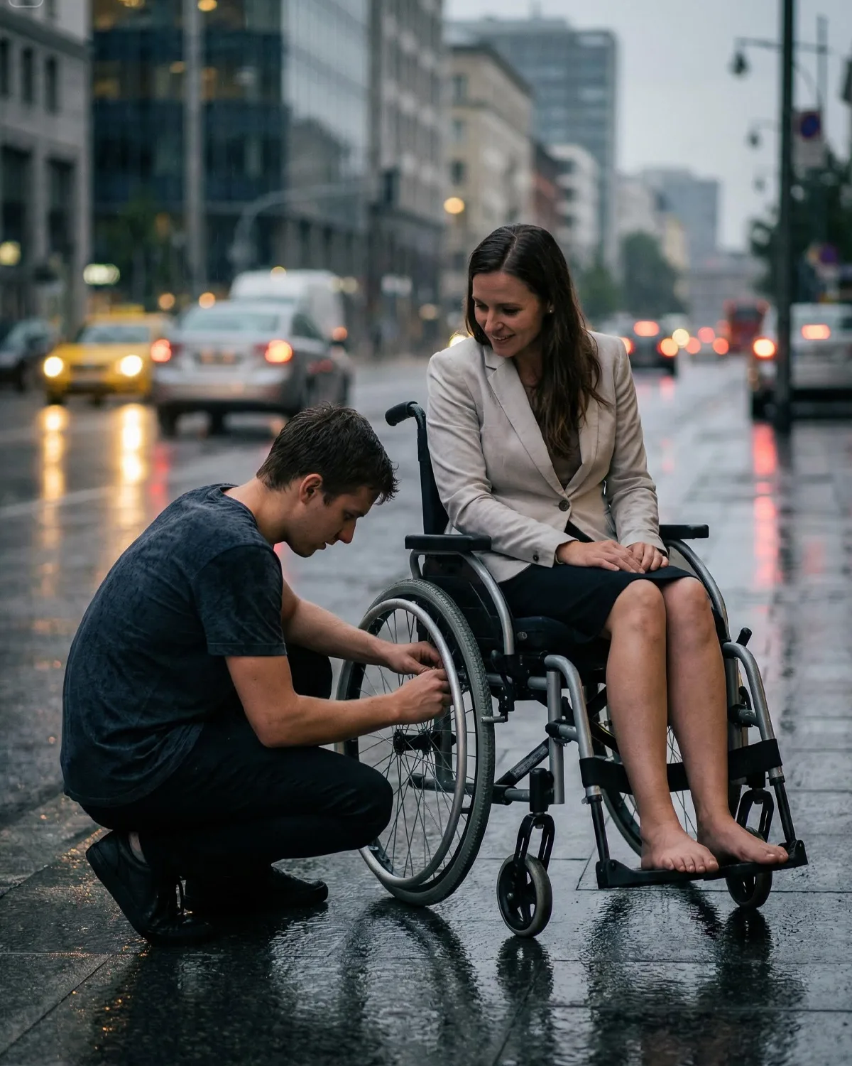 He Fixed Her Wheelchair in the Rain—Not Knowing She Was the New Boss.