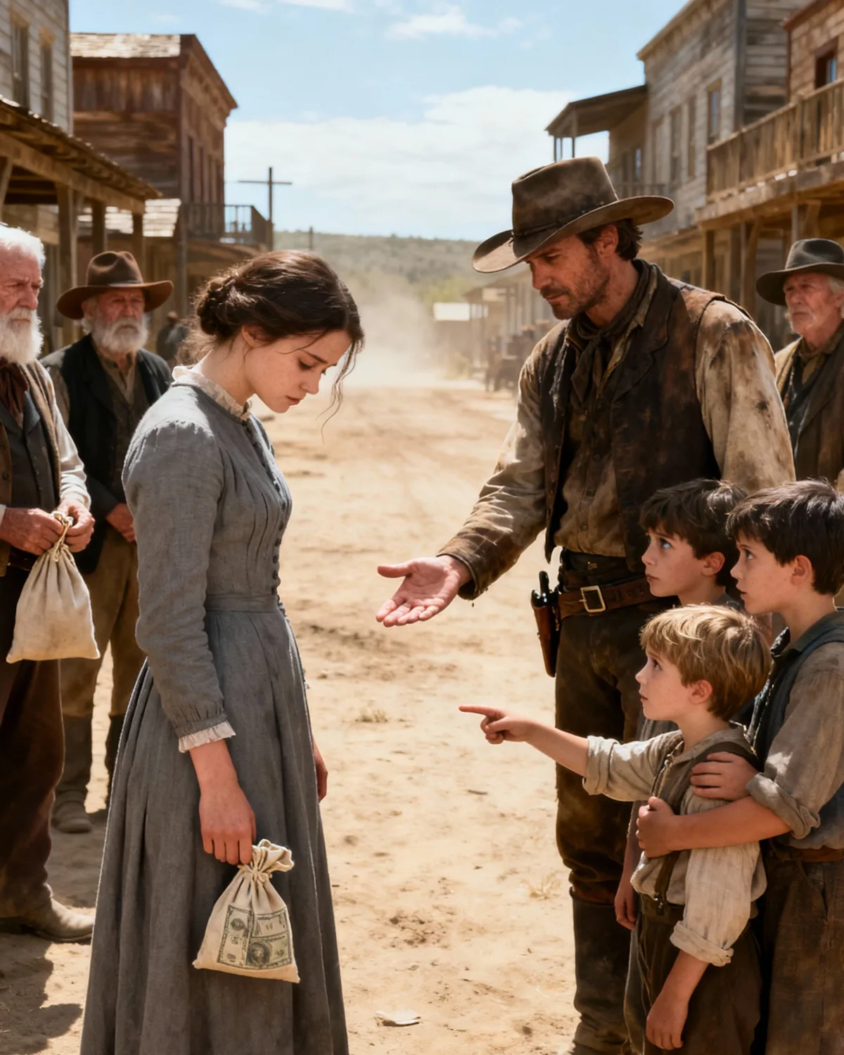 “She Can’t Give You Children,” They Sneered — Until a Lonely Cowboy With FIVE Kids Picked Her and Silenced the Whole Town