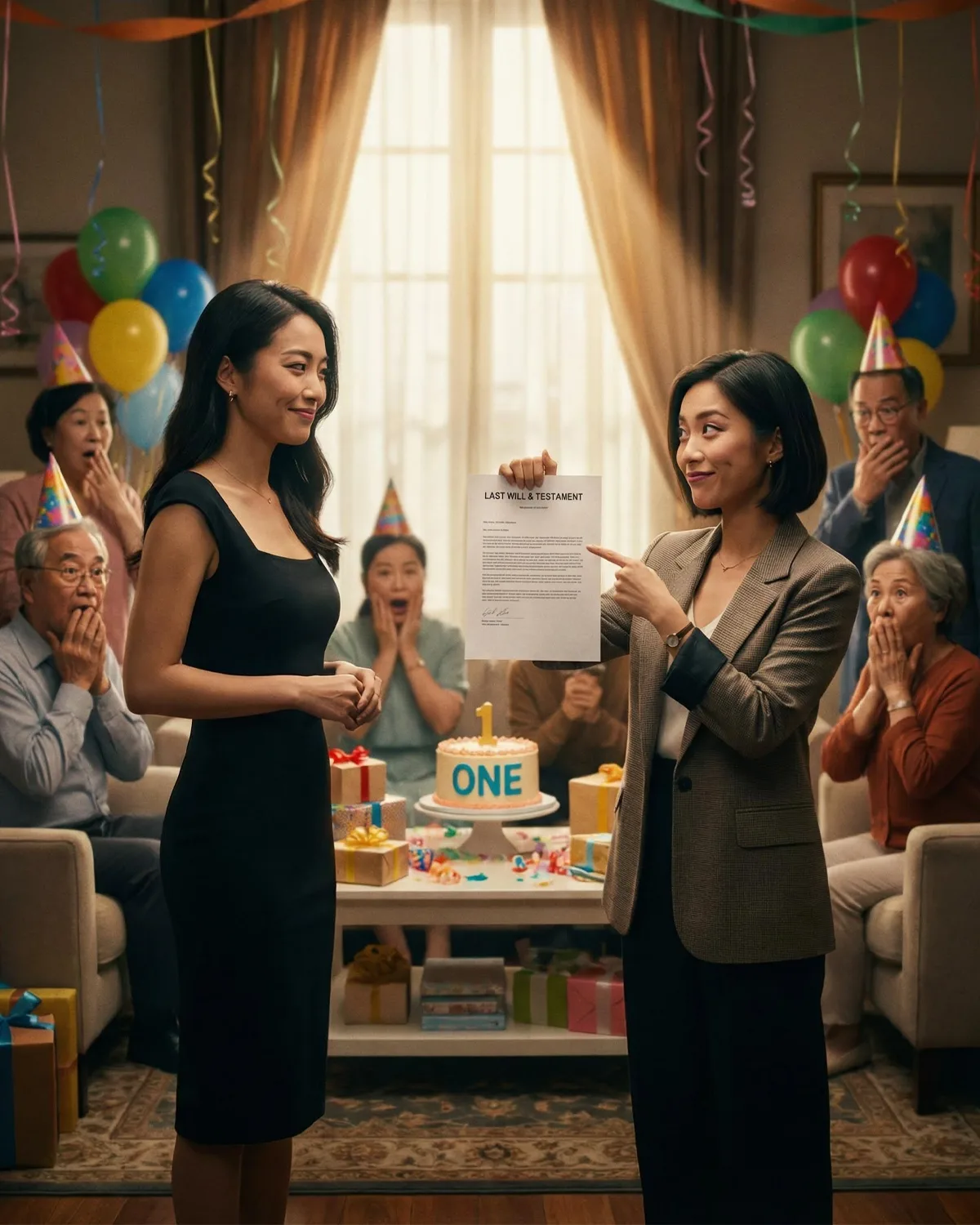 AFTER MY HUSBAND’S FUNERAL, I WENT TO MY SISTER’S SON’S FIRST BIRTHDAY PARTY, AND SHE ANNOUNCED, ‘MY SON IS YOUR HUSBAND’S CHILD. SO AS INHERITANCE, I’LL TAKE HALF OF YOUR $800K HOUSE.’ SHE EVEN SHOWED ME HIS WILL. I SAID, ‘OH, I SEE,’ AND TRIED TO HOLD BACK MY LAUGHTER. BECAUSE MY HUSBAND…