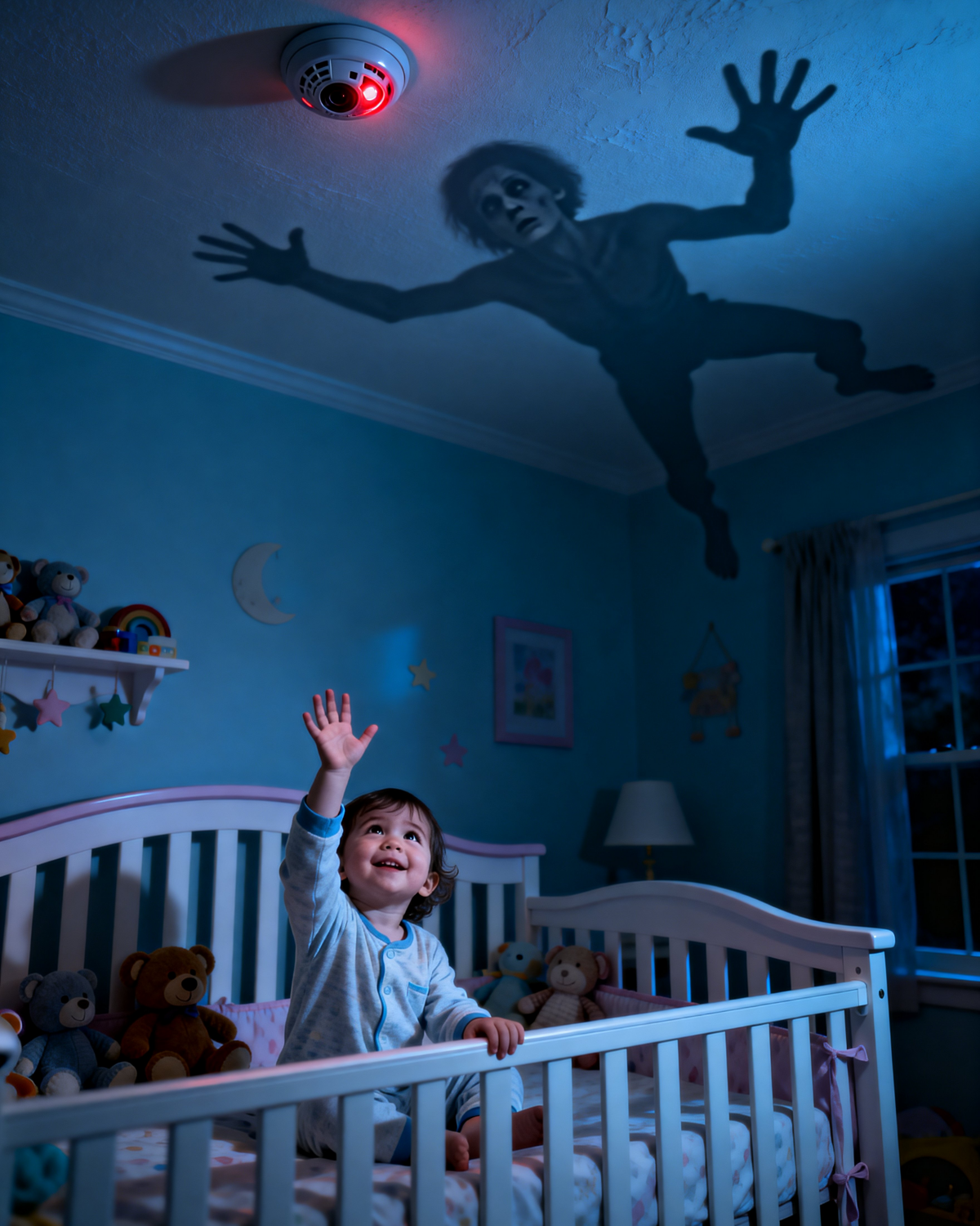 “My toddler kept waving at ‘the man on the ceiling’ — I laughed… until the smoke detector camera alerted me.”