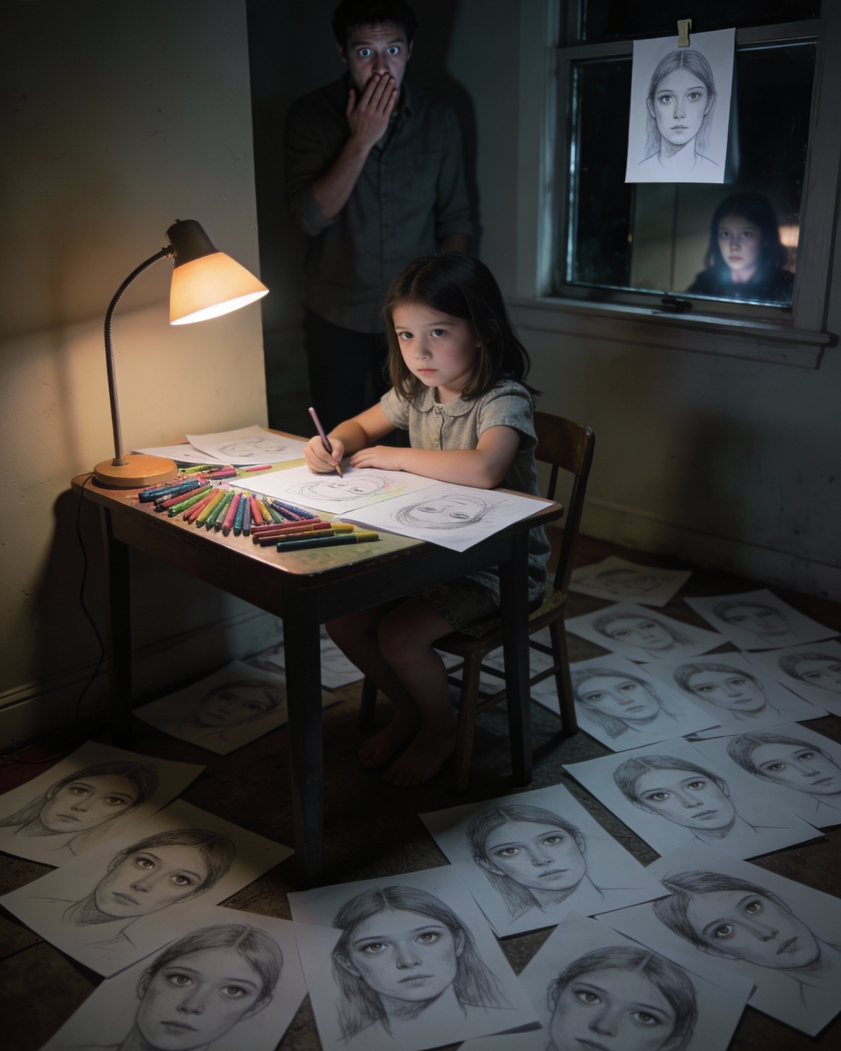 MY DAUGHTER DREW THE SAME FACE FOR THREE WEEKS — I THOUGHT IT WAS IMAGINATION… UNTIL THE CAMERA SHOWED OTHERWISE.