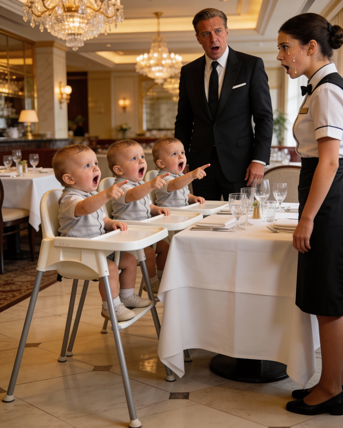 Billionaire’s Triplets Said Their First Words — They Pointed At The Waitress and Called Her Mum