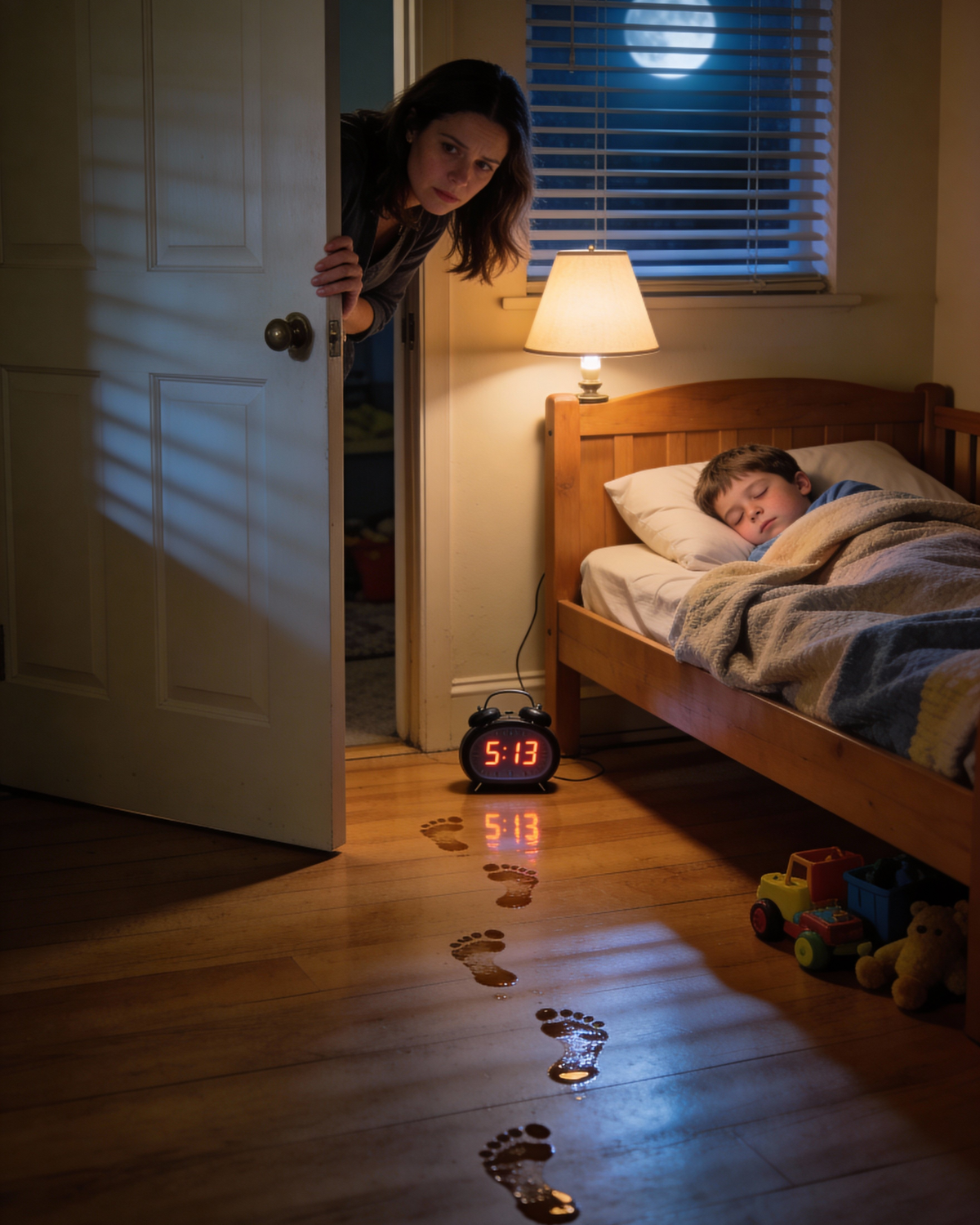 Night after night, my son would stare into the dark corner and murmur, “Mom… the man came back.”