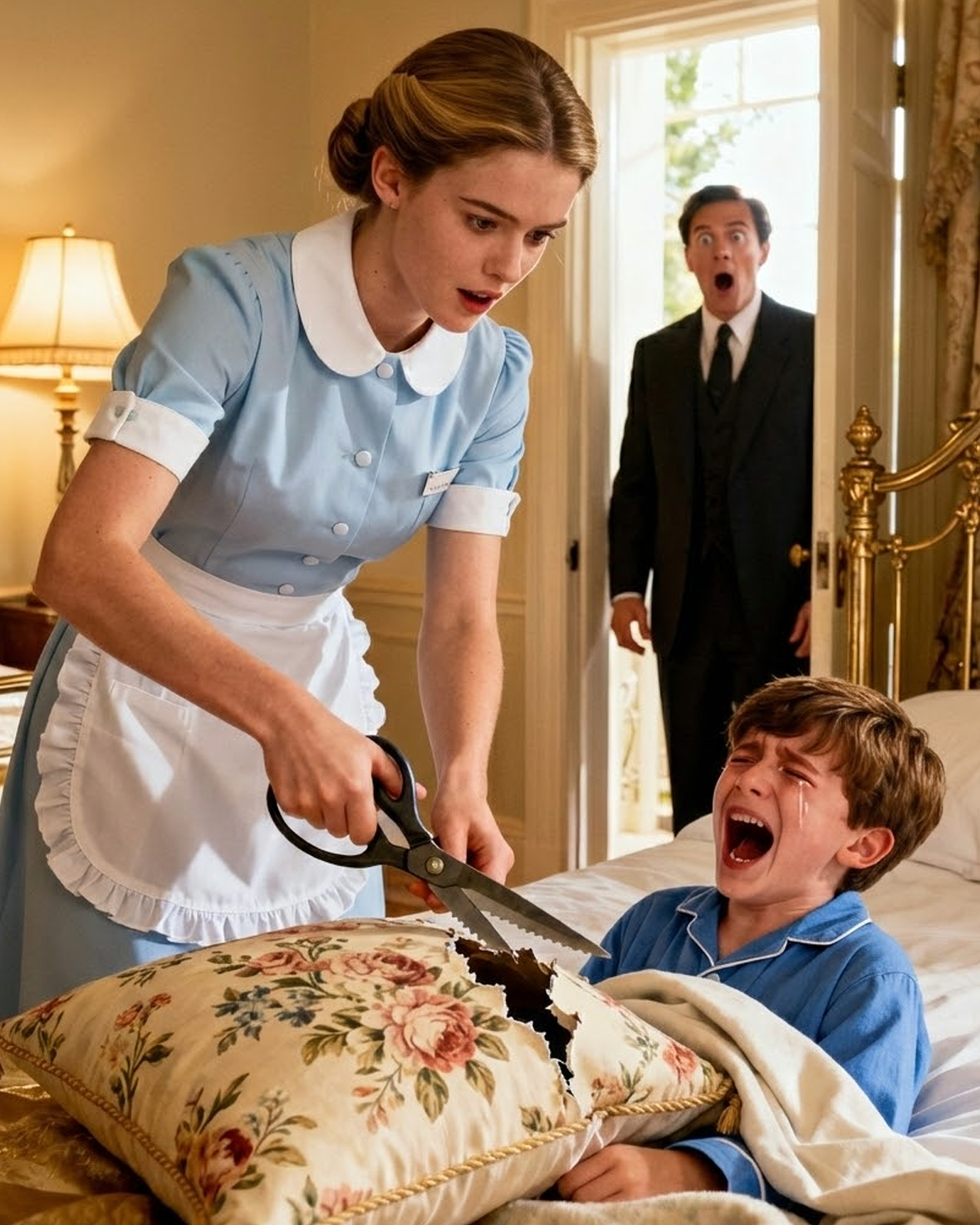 MILLIONAIRE’S SON SCREAMED IN HIS SLEEP EVERY NIGHT… UNTIL THE NANNY OPENED HIS PILLOW AND SAW THE SH0CKING TRUTH…