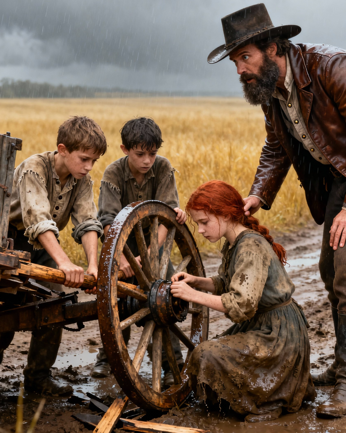 Three Orphans Helped a Wealthy Rancher Fix His Broken Wagon—The Next Morning, a Covered Wagon Arrived and Changed Their Lives Forever