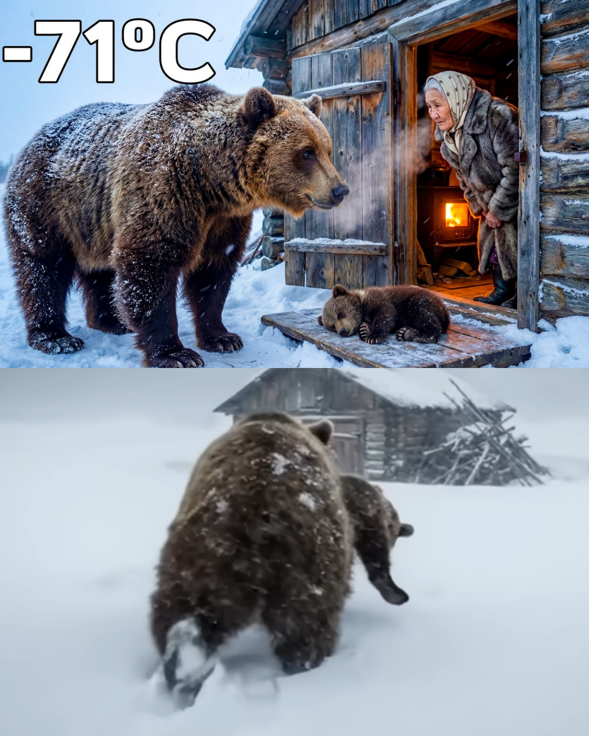 She Had Survived Eighty Winters Alone in Siberia—But When a Bear Appeared at Her Door Carrying a Cub, the Past Finally Came Knocking