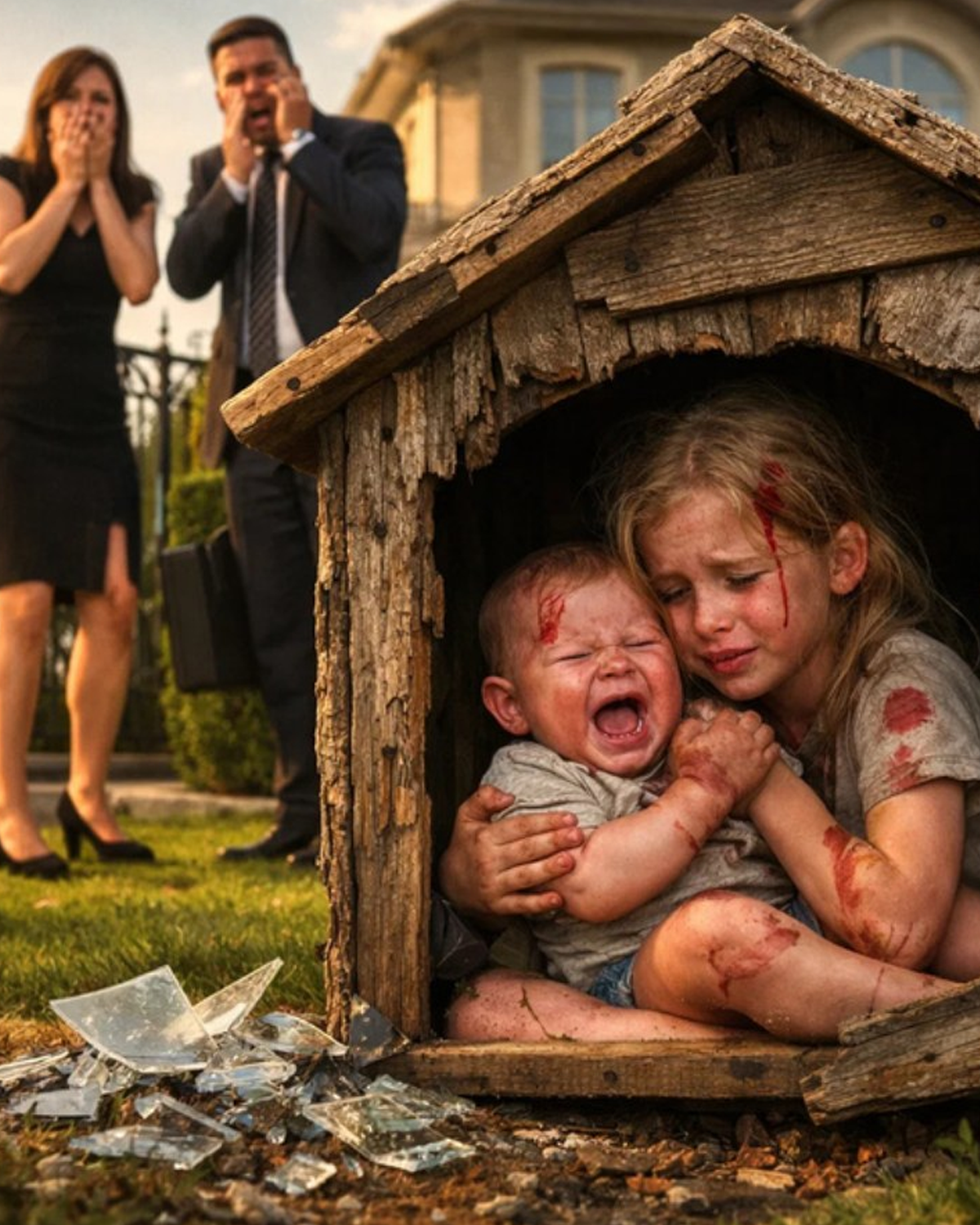A little girl Was Forced to Sleep in a Doghouse With Her 10-Month-Old Brother…Until Her Billionaire Father Came Home and Made a Life-Changing Move…