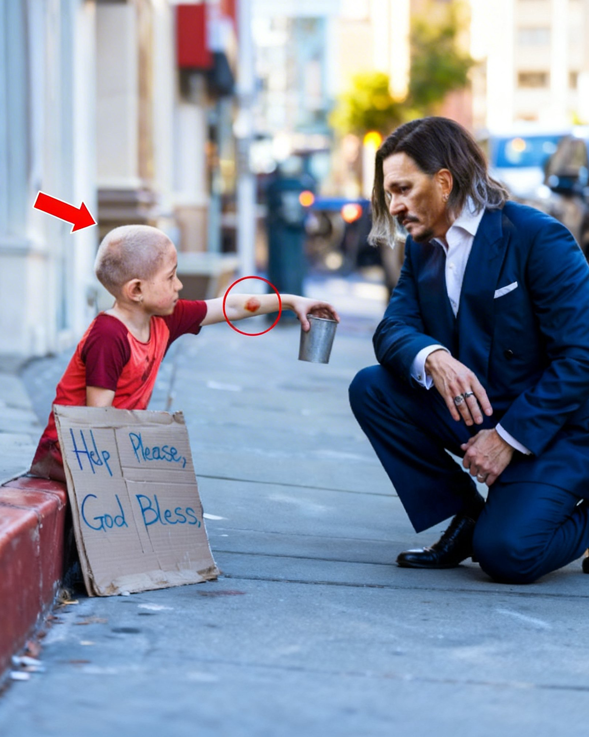 Homeless Girl Begs Johnny Depp for Help – He Notices Something Important and Takes Action!