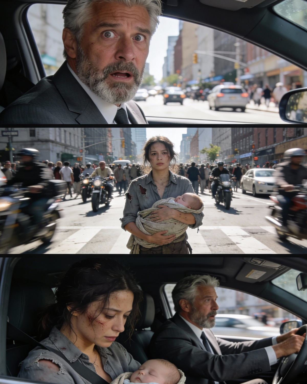 I saw my daughter begging in the street while carrying her baby… She told me her husband had… When I stopped at the red light, I saw my daughter begging, counting coins while holding her baby in her arms.