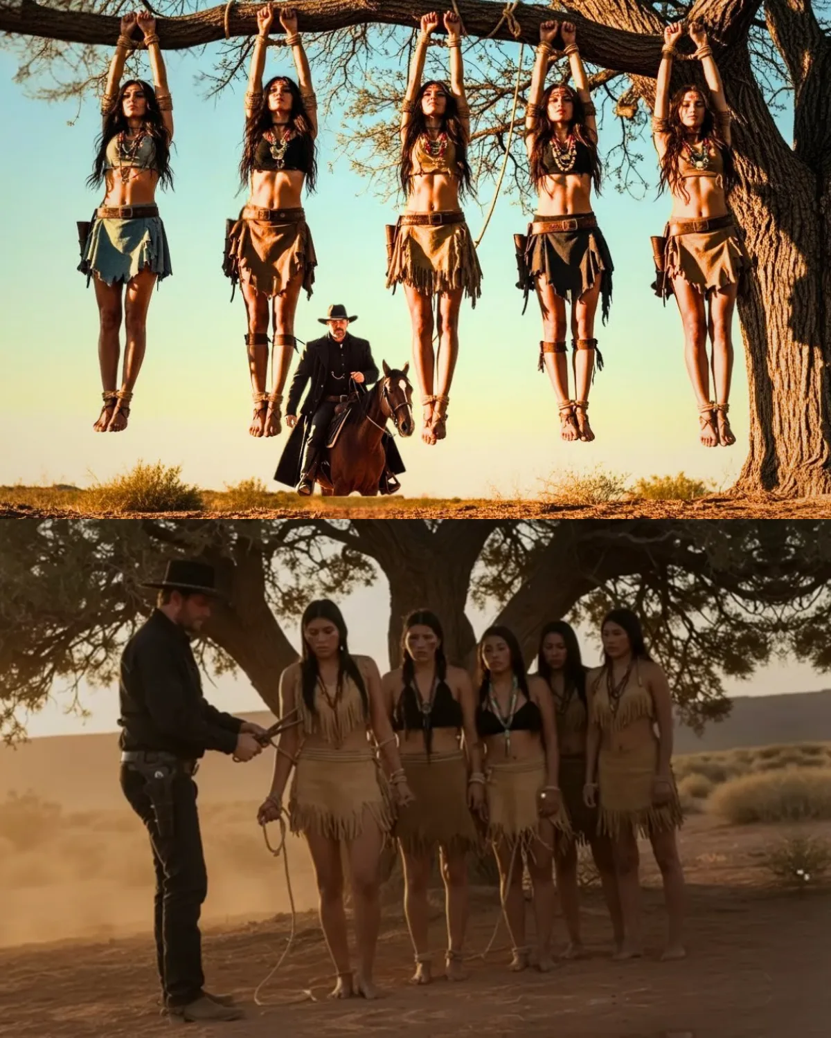 “Save Us,” Begged The 5 Apache Sisters Hanging From The Tree — The Cowboy Saved Them… For A Price