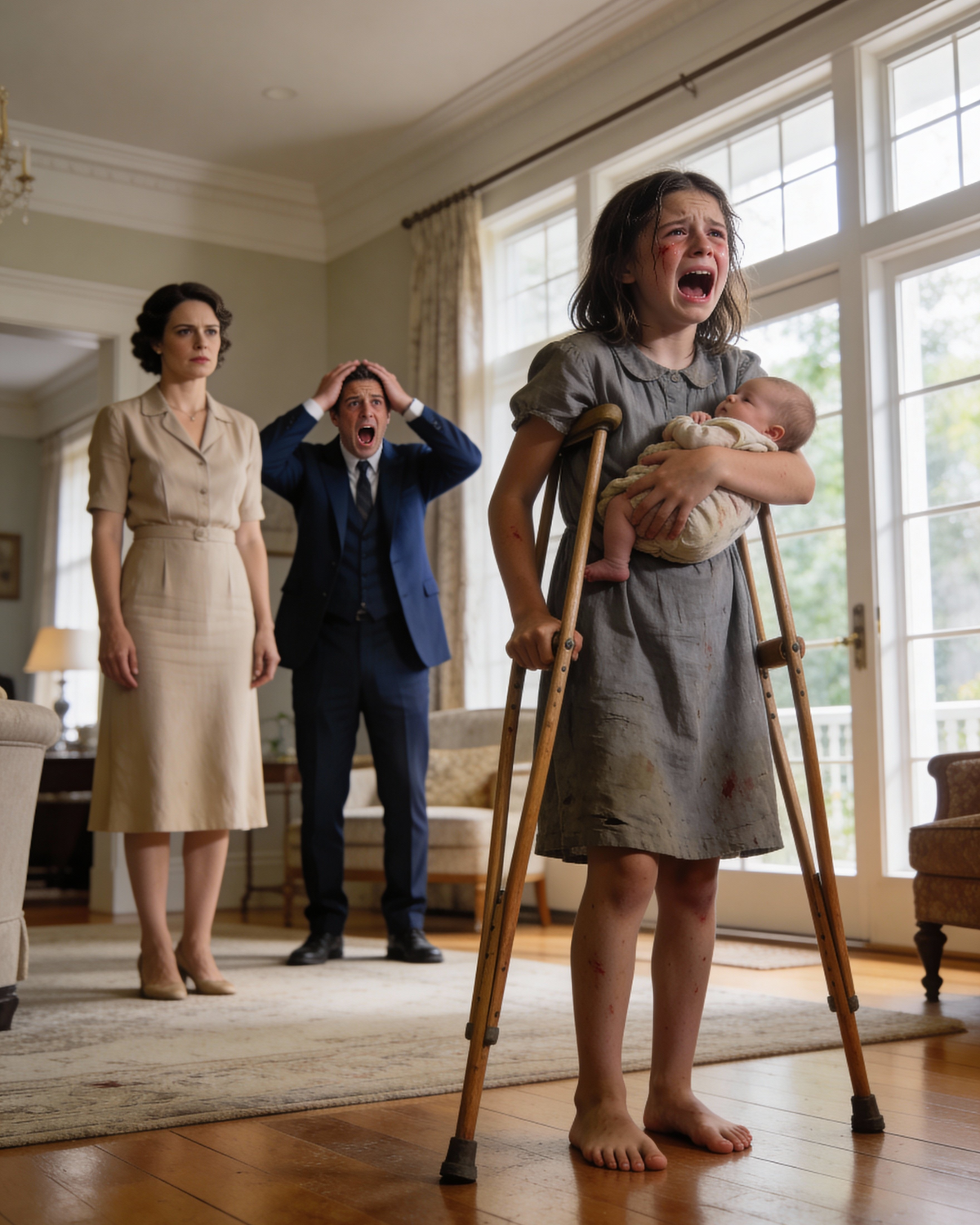 He Came Home From a Business Trip and Found His Daughter Dragging Her Baby Brother Across the Floor—She Whispered, “ Don’t Let Her Know You’re Here…”