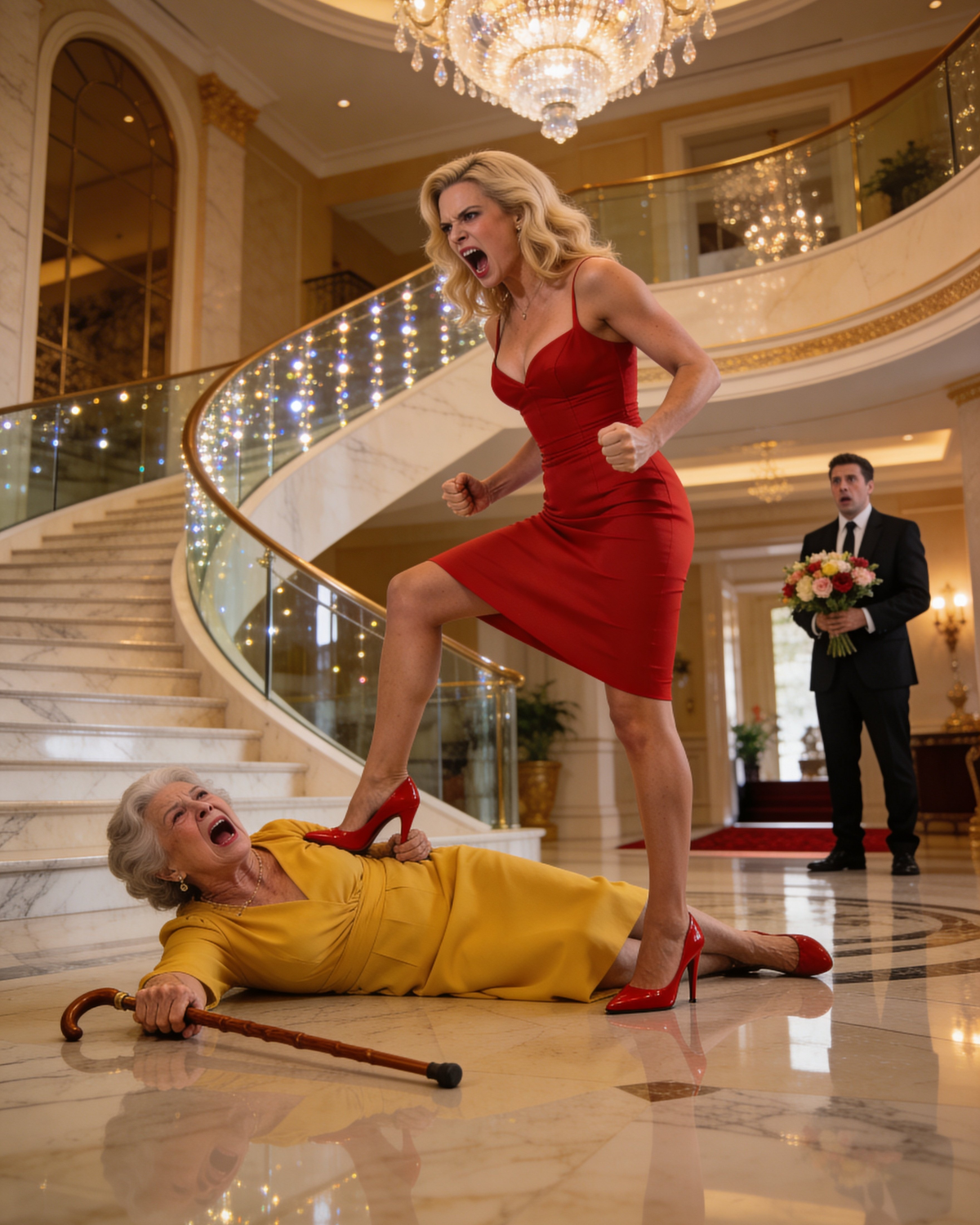 The millionaire’s mother screamed, “Stop hitting me!” Her son entered, his rage sending a chill down his fiancée’s spine.