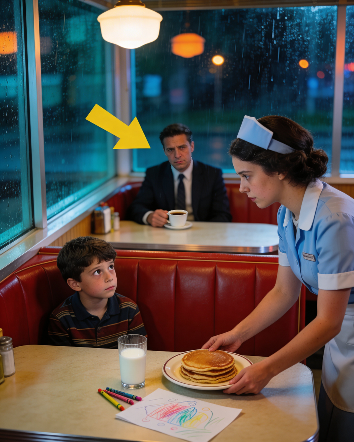 A Shy Waitress Secretly Fed a Quiet Boy Every Day — One Morning, 5 SUVs Pulled Up to Her Diner