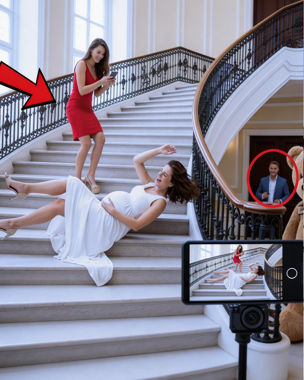 Mistress Pushed Pregnant Wife Down The Stairs At His Mansion — She Didn’t See The Nanny Cam Recordin