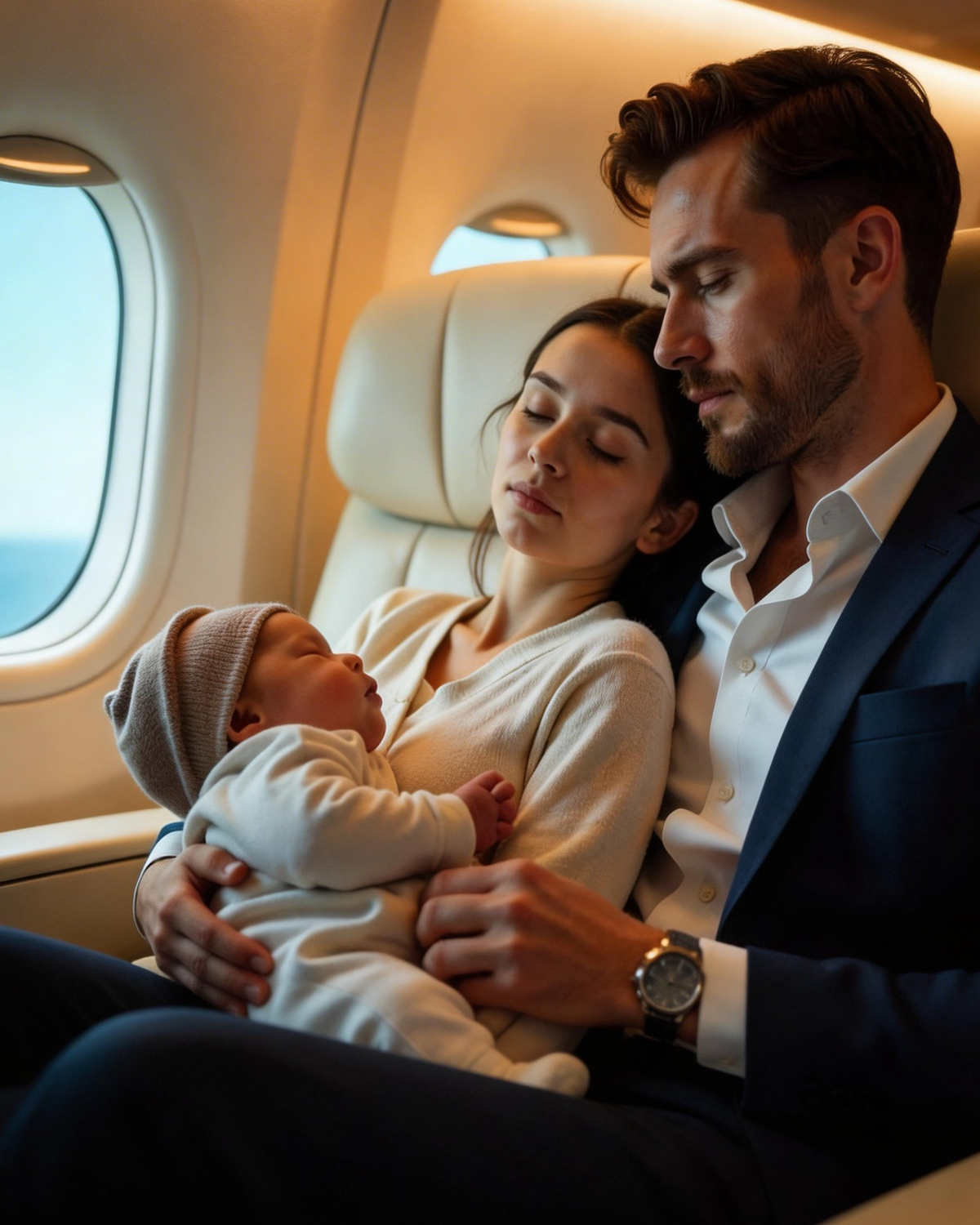 Poor Girl With her Baby Falls Asleep On A CEO’s Shoulder On A Flight, But Wakes Up Shocked When He…