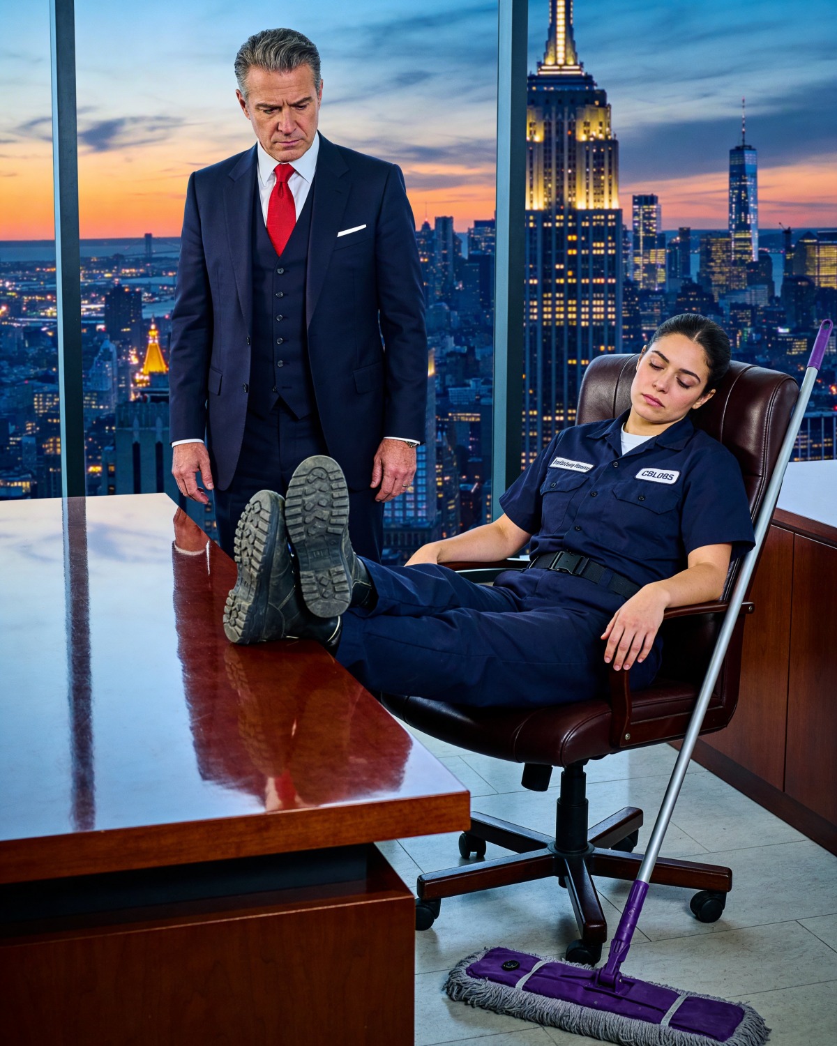 “HE SURPRISED THE JANITOR SLEEPING IN HIS ‘UNTOUCHABLE’ CHAIR… AND WHAT SHE SAID LEFT THE MILLIONAIRE PALE.”