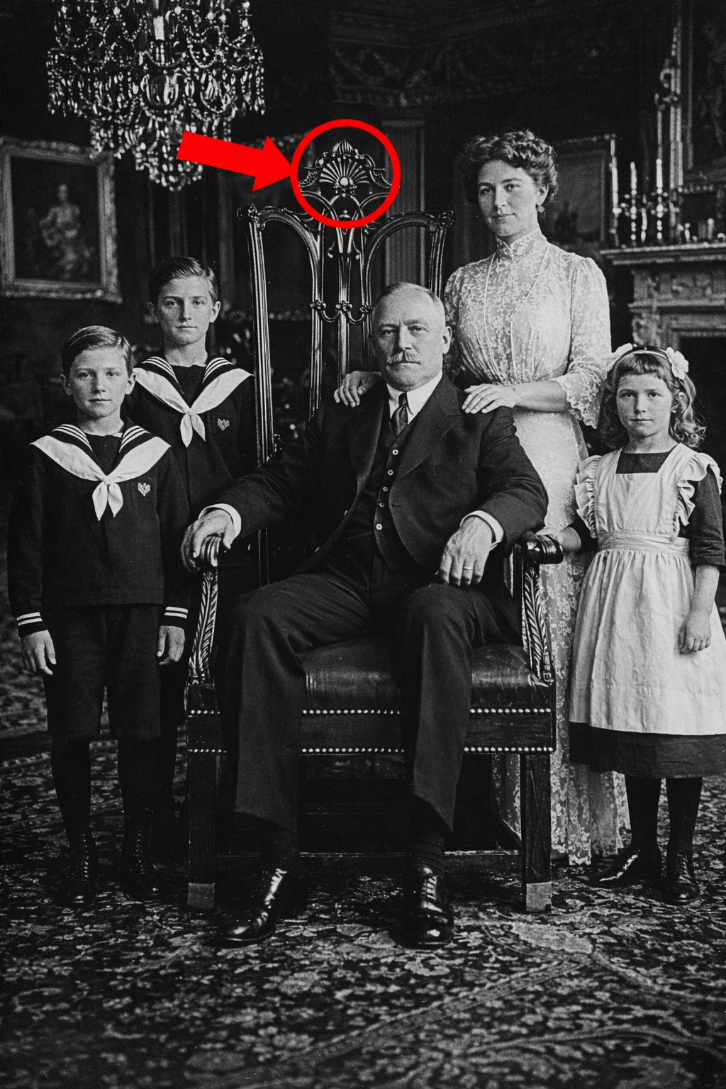 1915 Studio Photograph Found — And Historians Are Stunned by the Symbol Carved on the Chair