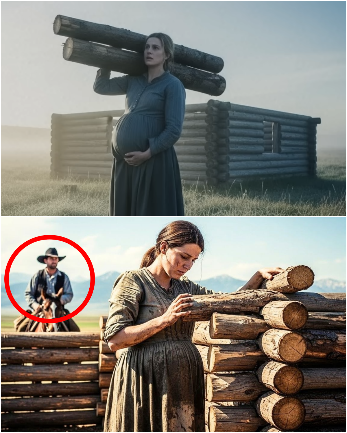 Alone, Pregnant, Building a Cabin—She Never Knew the Cowboy Watching Had Lost Everything