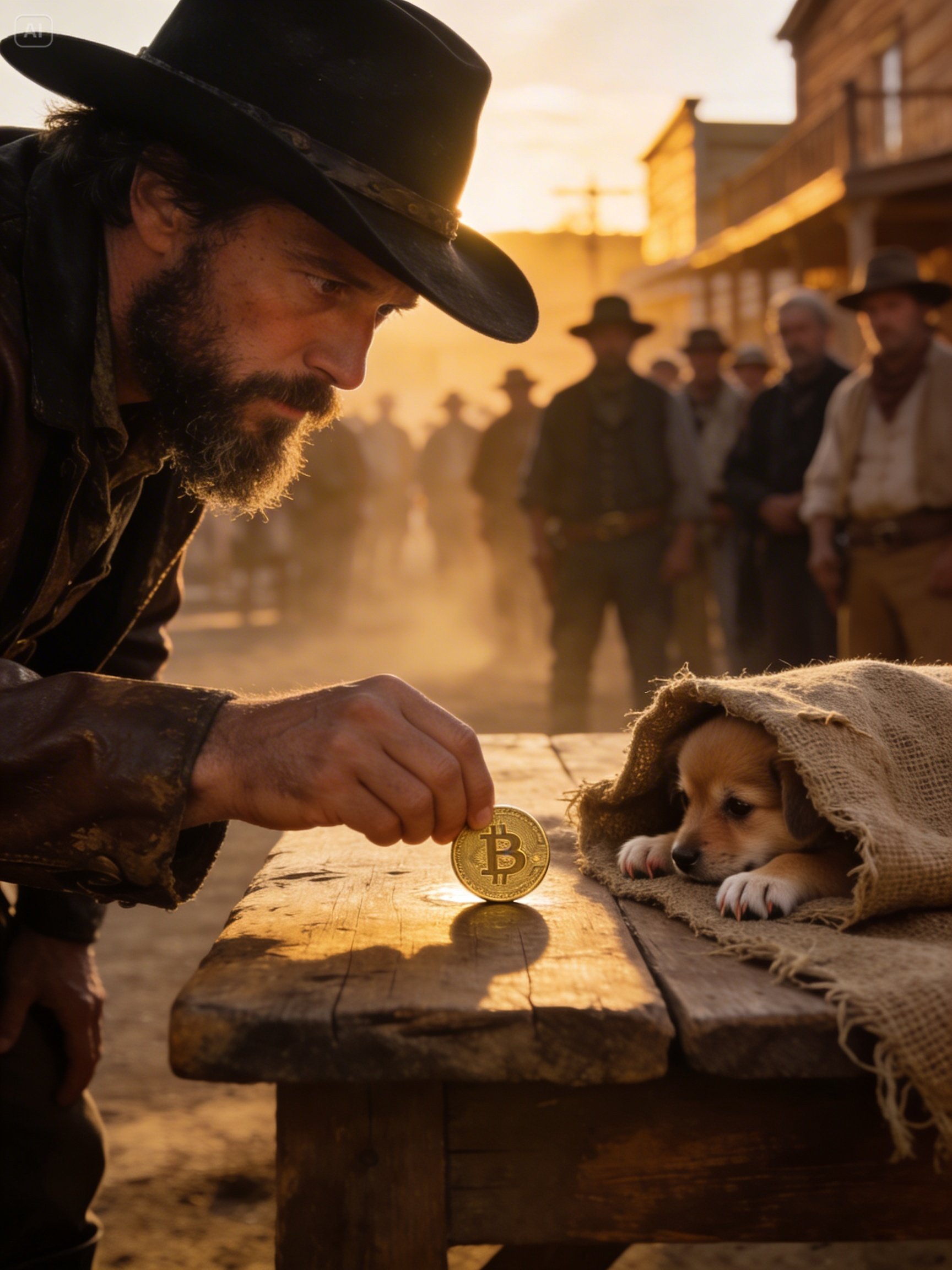A Giant Cowboy Paid Just $1 For A Puppy With A Sack On Its Head At Auction..