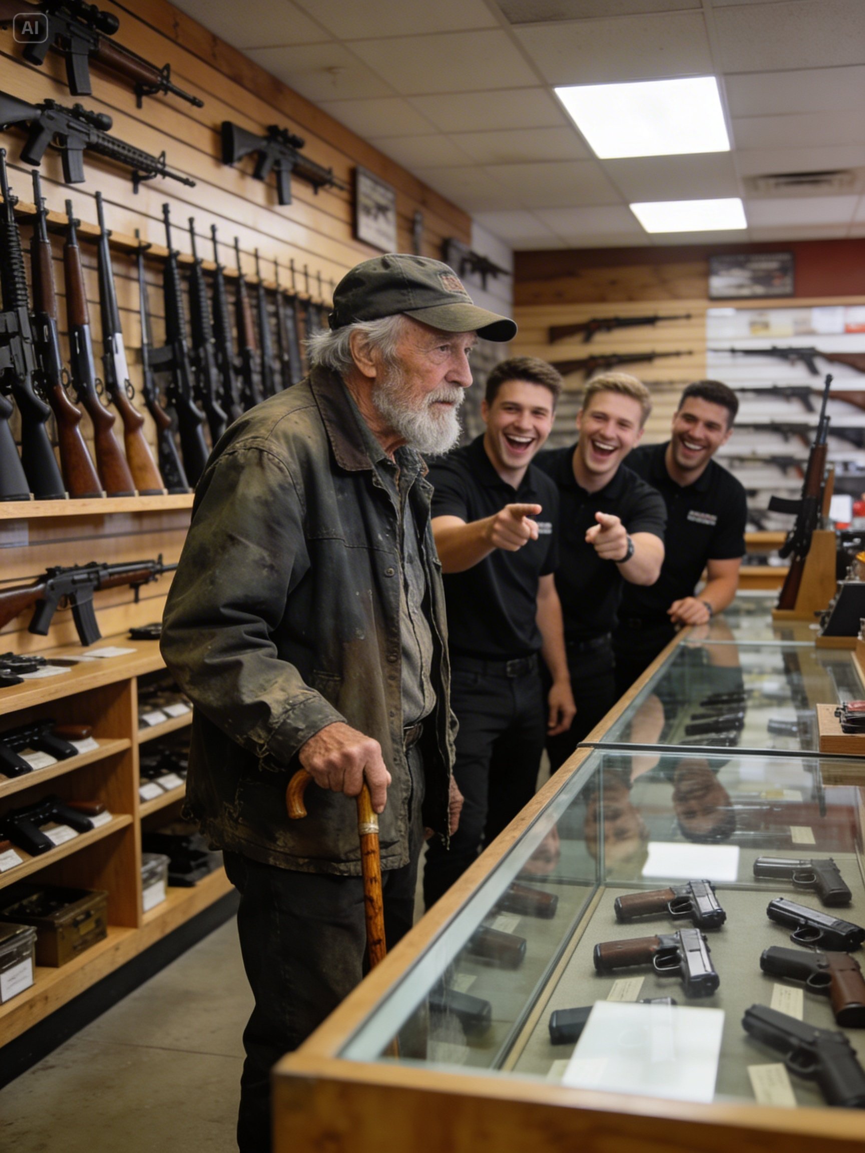 𝑇ℎ𝑒𝑦 𝐿𝑎𝑢𝑔ℎ𝑒𝑑 𝑎𝑡 𝐻𝑖𝑠 𝐴𝑔𝑒 𝑖𝑛 𝑡ℎ𝑒 𝐺𝑢𝑛 𝑆ℎ𝑜𝑝 — 𝑈𝑛𝑡𝑖𝑙 𝑡ℎ𝑒 𝑂𝑤𝑛𝑒𝑟 𝑊𝑎𝑙𝑘𝑒𝑑 𝐼𝑛 𝑎𝑛𝑑 𝑆𝑎𝑖𝑑, “𝑆𝑖𝑟, 𝐼𝑡’𝑠 𝑎𝑛 𝐻𝑜𝑛𝑜𝑟.”