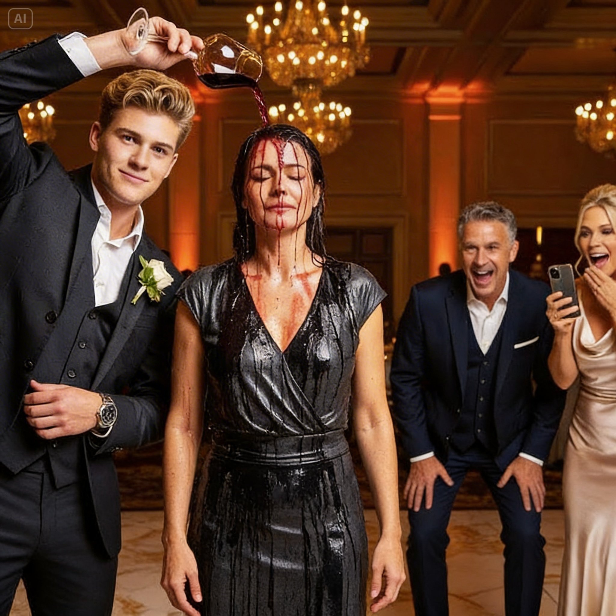 Rich Boy Poured Wine on a CEO Woman — His Parents Laughed… Until She Canceled Their $500M Deal