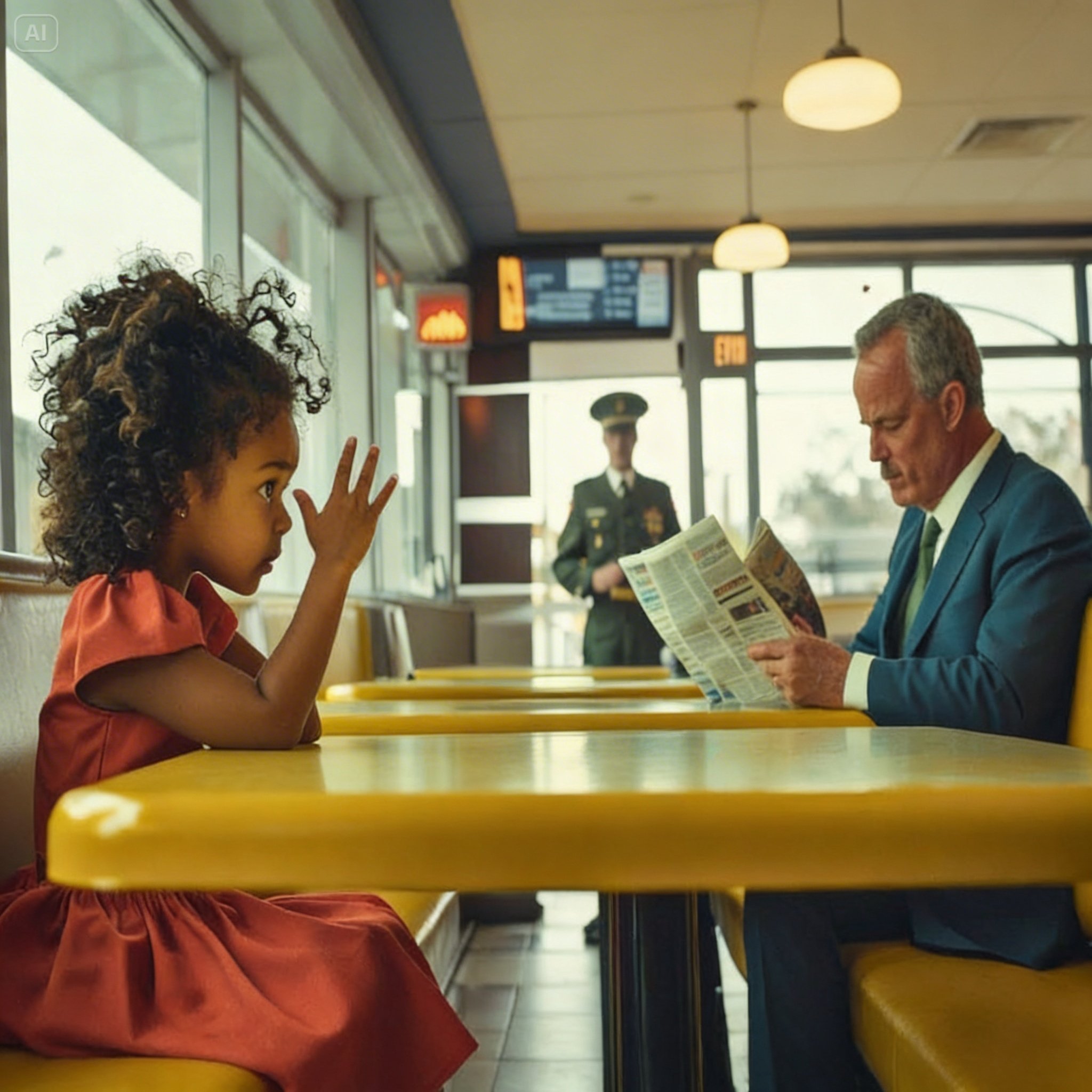 Black Girl at Rest Stop with White Dad – Marine Notices SOS Gesture and Springs into Action