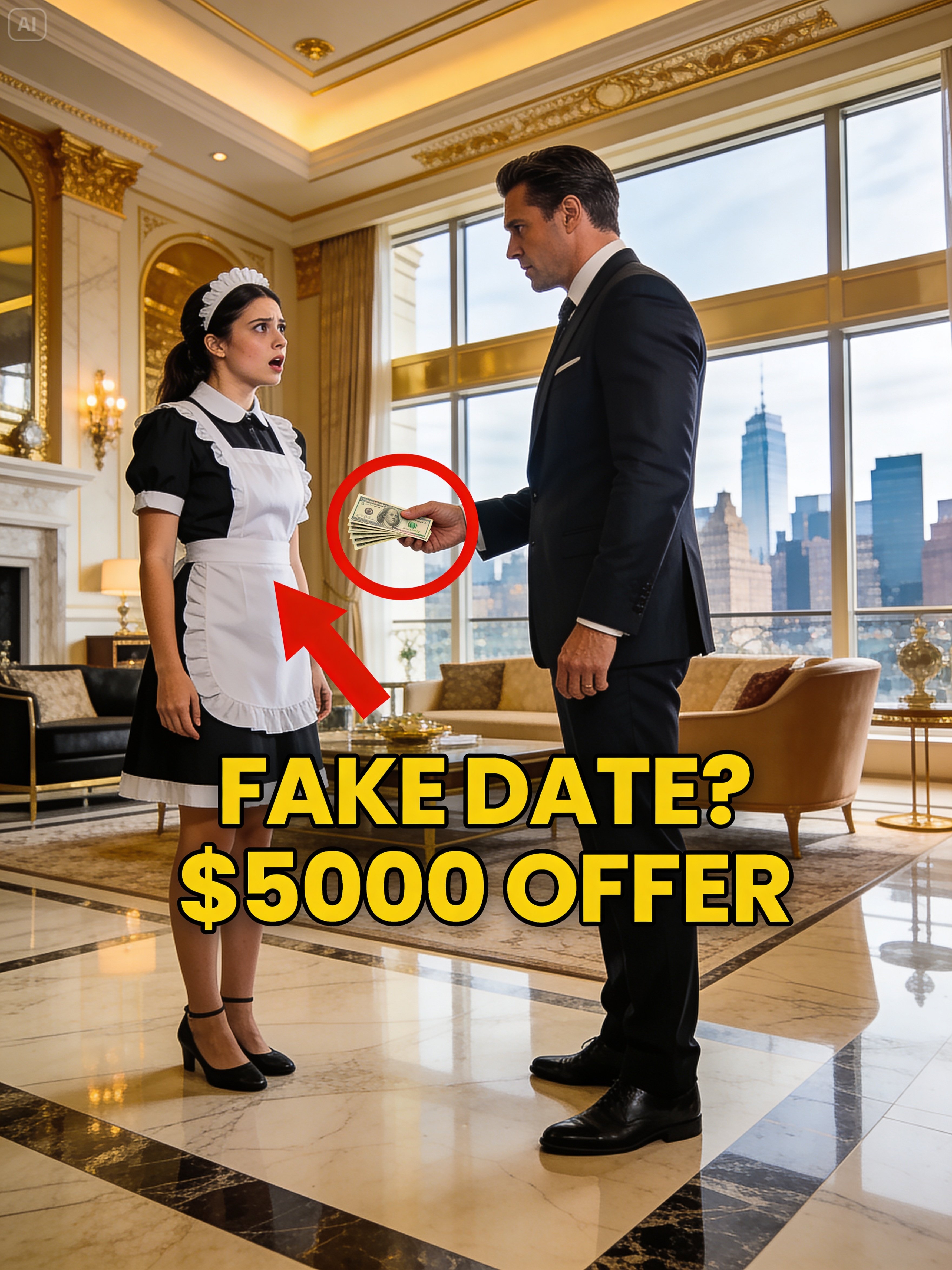 Part 1  The first time William Porter noticed Daisy Stevens, she was on her knees polishing a table that did not need polishing.  That, in William’s experience, usually meant one of two things. Either the person was new enough to be nervous, or poor enough to understand that people with money often saw diligence before they saw humanity. In his house, it was usually the second kind that lasted longer. The first kind often quit.  Late afternoon pressed a gray light against the floor-to-ceiling windows of the Porter estate, turning the skyline beyond into a row of blurred steel shadows. Inside, everything gleamed with the kind of restraint that cost a fortune to maintain—cream stone floors, brushed brass fixtures, museum-worthy abstract art, furniture so expensive it managed to look modest. The house had been built for appearances and inherited anxiety, and William had preserved both.  His phone vibrated in his jacket pocket for the sixth time in ten minutes.  Another text from the board. Another reminder about tomorrow night’s gala. Another elegantly worded demand that he repair the impression he had spent months damaging.  Not the company’s numbers. Those were excellent. Porter Enterprises was still profitable, still stable, still old-money enough to survive one weak quarter and powerful enough to buy its critics if it truly needed to. No, what had been “damaged,” according to the board, was William’s personal image. He was thirty-eight, unmarried, emotionally inaccessible, and had recently dismissed a merger proposal so coldly that one of the senior board members described it as “borderline antisocial.” The annual gala dinner was coming, investors would be there, the press would be there, and the board wanted something simple from him.  They wanted him to look settled. Normal. Safe.  They wanted a woman on his arm.  William stopped when he saw the new housekeeper in the living room.  She did not notice him at first. She was standing near the coffee table with a spray bottle in one hand and a cloth in the other, focused with almost comical intensity on a microscopic mark in the wood finish. Her hair was pinned up in a practical knot. She wore the standard black housekeeping dress with a white collar. There was nothing visually remarkable about her at first glance, which in a house like his was often the point. Staff who knew how to vanish lasted.  But there was something about the set of her shoulders—alert, self-contained, not servile—that caught his attention even before she turned.  “You,” he said, sharper than necessary.  She startled, almost dropping the bottle, then spun around.  Her eyes widened briefly. “Mr. Porter. I didn’t realize you were home.”  He barely heard the apology. His mind was already moving.  “What’s your name?”  She hesitated, as if uncertain whether the question mattered or whether it was one more prelude to something unpleasant. “Daisy. Daisy Stevens, sir.”  He studied her.  Young, though not very young. Mid-twenties, maybe. Clear eyes. Tired mouth. Not beautiful in the polished, decorative sense his board members probably imagined when they said date, but that was almost helpful. He didn’t want anyone with their own agenda. He didn’t want a society woman who would turn one evening into six weeks of assumptions. He wanted someone temporary, anonymous, controllable.  Desperation, he knew, often dressed itself up as logic.  “How much do you make per day?” he asked.  Daisy blinked. “Excuse me?”  “Your daily rate.”  She lowered the cloth slowly. “One hundred and twenty dollars. Why?”  William crossed his arms. The idea had formed fully now, absurd enough that he nearly rejected it on principle. Then his phone buzzed again, and absurdity began to resemble efficiency.  “I need a date for my company’s gala tomorrow night.”  The room went very still.  Daisy stared at him as though she was waiting for the rest of the sentence to reveal itself as a joke.  He continued, because hesitation might make it sound more ridiculous than it already was.  “I’m willing to pay you four thousand dollars for a few hours of your time.”  The silence that followed was so complete that even the distant hum of the air-conditioning seemed to pause and listen.  Daisy spoke first, though only just. “I’m sorry. Did you say four thousand?”  “Yes.”  “For me to attend your gala?”  “Yes.”  William checked his watch. The movement was reflexive, not necessary. He was measuring his own discomfort more than time.  “It’s an important corporate event. I need to appear with someone by my side. You’ll wear something appropriate, sit beside me, smile when required, and remain discreet. No opinions, no unnecessary conversation, no improvisation. You are simply there to be… presentable.”  Daisy’s mouth actually parted in disbelief.  Then, unexpectedly, she laughed.  It was not warm laughter. It was the brittle, incredulous sound of someone hearing exactly how little another person thinks of her and deciding she might as well admire the honesty of it.  “You can’t be serious.”  “I don’t joke about money.”  “No,” she said, setting the cloth down on the coffee table with exaggerated care. “I imagine you don’t. So let me make sure I understand. You want to rent me like a handbag.”  “If that comparison helps you.”  Her eyes flashed. “A decorative object. Something that matches your tuxedo and sits quietly beside you while important people pretend to be impressed.”  William should have backed down then. He knew, even as he stood there, that what he was offering was insulting in every possible dimension except the financial one.  But he was cornered and too proud to admit it.  “Yes,” he said. “A decorative object that leaves with four thousand dollars.”  Daisy opened her mouth, closed it again, and looked away.  He saw the precise moment the money landed inside her.  That was the ugly part of being rich: you learned to recognize the instant when indignation met necessity and necessity began to win.  He knew that look. He had seen it in negotiations, in acquisitions, in the faces of smaller founders forced to sell companies they loved because payroll mattered more than pride. It was a look he respected and hated.  “This is degrading,” Daisy said, though the force of it had thinned. “Completely ridiculous and degrading.”  “Five thousand,” William said.  Her head snapped back toward him.  “My final offer.”  The words hung between them.  Daisy’s gaze drifted over the room as if she were seeing it for the first time not as the place where she worked, but as the stage on which this absurd exchange was taking place. The cream walls. The antique rug beneath her shoes. The bronze sculpture by the fireplace that probably cost more than her yearly rent. When she looked back at him, something stubborn and wounded had settled behind her eyes.  “I’ll do it,” she said at last.  William let out a breath he hadn’t realized he was holding.  Then Daisy lifted her chin.  “But let’s be clear. I’m not doing it because I admire you or because I think this is acceptable. I’m doing it because five thousand dollars matters to people who can’t solve problems by moving numbers around on a screen. And because I’d like to see, up close, how this world of rich, self-important people actually works.”  A faint smile tugged at his mouth before he could stop it.  “You’ll need to keep that sharp tongue under control tomorrow.”  “Tomorrow,” Daisy said, matching his tone with a bright, false sweetness, “I’ll be the silent, smiling companion you ordered. Today I’m still the housekeeper who can tell you exactly what I think.”  William inclined his head once. “Then we have an agreement.”  He pulled out his phone.  “I’ll pick you up at seven. Wear something elegant but not extravagant. And Daisy—”  She arched a brow.  “Don’t be late. I dislike tardiness.”  Her laugh came softer this time, almost amused despite herself.  “Don’t worry, Mr. Porter. I won’t miss the chance to earn five thousand dollars for enduring the company of an arrogant millionaire.”  He should have found her insufferable.  Instead, as he turned away, he found himself thinking that courage and insolence often looked very much alike.  In his office, he texted his assistant with the clipped efficiency he used for everything he refused to think about too closely.  Problem with gala companion solved. Confirm attendance.  Then he stood by the window and told himself, as he watched the city fall into dusk, that tomorrow would be simple.  He would arrive. The board would stop worrying. The shareholders would see what they needed to see. Daisy would sit quietly, perform the role, take the money, and disappear back into the margins of his life.  It was, he thought, a clean solution.  He had absolutely no idea that by this time tomorrow, she would have detonated the whole arrangement from the inside and changed the direction of his company in the process.  Across the house, Daisy stood alone in the living room after he left and looked down at the cloth still in her hand.  Then she laughed again, this time because if she didn’t, she might scream.  “What did I just agree to?”  But when she thought of the five thousand dollars, the overdue rent on her apartment, the student loan statement folded in the back of her drawer, and the gnawing humiliation of having a business administration degree while cleaning other people’s baseboards, she picked the cloth back up and kept working.  Tomorrow, she thought, was going to be interesting.  She just didn’t know yet that it was going to split her life into before and after.  Part 2  Daisy spent the next day trying not to think about what the evening meant.  That was impossible, of course.  By noon she had cleaned two bathrooms, stripped three guest beds, polished silver no one used, and mentally replayed the conversation with William at least forty times. By three she had begun to hate herself a little for agreeing. By five she was standing in her tiny apartment staring at the only dress she owned that might pass for elegant if no one looked too closely.  It was black, simple, and bought three years earlier on clearance for an interview she never got. She laid it on the bed with the seriousness of a woman arranging armor.  Her apartment was four floors up in a building that smelled faintly of old heat and onions. The bedroom window looked into an alley and a brick wall. The sink in the kitchenette dripped when the pipes got cold. There were exactly two decent glasses in the cabinet and one folding chair in the living room because she had sold the others the winter she’d had to choose between furniture and tuition payments. Nothing about the place suggested glamour, wealth, or even stability.  But it was hers. Barely. And that mattered.  She showered, dried her hair with the old hairdryer that sparked if the cord bent the wrong way, and sat cross-legged on the floor with a hand mirror and the last of her decent makeup. When she finished, she looked at herself in the cracked full-length mirror on the closet door and saw something she had not seen in a while.  Not a socialite. Not a housekeeper. Not quite either.  A woman suspended between who the world thought she was and who she had spent years knowing she could become if anybody ever bothered to ask her more than where the glass cleaner was kept.  “Smile and stay quiet,” she muttered to herself, practicing a neutral expression that looked polite rather than murderous.  Then, because honesty was one of the few luxuries she still allowed herself in private, she added, “For five thousand dollars, you can do almost anything for four hours.”  The stubborn voice inside her answered immediately.  Can you really stay quiet?  She ignored it.  At exactly seven, the buzzer rang.  William was standing in the hallway when she opened the apartment door, one hand in his pocket, the other holding car keys, every inch of him finished and expensive. Black tuxedo. Crisp white shirt. Hair precisely in place. He looked as if he had been assembled by people paid to understand power.  His eyes moved over her once.  The glance was quick, but not careless. Daisy saw something flicker in his face—surprise, maybe, or approval he would rather have bitten off his own tongue than say aloud.  “Punctual,” he said.  “That’s good,” was all he added before turning toward the elevator.  Daisy shut her apartment door behind her and muttered, “Good evening to you too. What a delight.”  The drive to the hotel was almost entirely silent.  William drove like he did everything else: efficiently, without wasted movement, without visible enjoyment. He checked his phone at red lights. Daisy looked out the window and watched the city shift from neighborhoods she understood to avenues lit with money. By the time the car turned into the circular entrance of the hotel, her stomach had tied itself into several clean, professional knots.  Before handing the keys to the valet, William finally spoke.  “Remember the rules.”  She looked at him.  “Smile. Stay by my side. And most importantly, don’t say anything. Let me handle all conversation.”  Daisy folded her hands in her lap. “Of course. I’ll be a beautiful decorative vase.”  He gave her a warning look.  She gave him her sweetest false smile in return.  The hotel ballroom looked like an argument in favor of excess.  Crystal chandeliers. White orchids rising from silver centerpieces. Tables arranged with military precision under warm light designed to make old people flatter and younger people richer. Men in tuxedos and women in gowns moved through the room with practiced ease, carrying champagne and certainty in equal measure. Every surface reflected money. Every conversation seemed to hover just above sincerity.  Daisy knew instantly that William had not been exaggerating when he said this dinner mattered.  This was not a party. It was a ritual.  He offered her his arm.  This time it was not a request and not quite a courtesy. It felt mechanical, part of the costume. Daisy placed her hand lightly at his elbow and let him lead her toward the main table, hyperaware of every eye that flicked toward her and then away.  An older man with silver hair and the expensive looseness of someone long accustomed to being important rose halfway when they approached.  “William. Glad you made it.”  Then his gaze shifted to Daisy.  “And who is this charming young lady?”  William pulled out her chair before sitting down himself.  “This is Daisy,” he said.  Nothing more.  No last name. No context. No identity beyond what his presence conferred.  She’s accompanying me tonight.  That omission told Daisy everything she needed to know.  He had brought her into the room, but not fully into the story. She was present, but undefined. A prop with a pulse.  She sat carefully and arranged her face into pleasant neutrality while the others at the table greeted her with varying shades of polite curiosity. A woman in emerald diamonds asked where her dress was from in the tone of someone setting a trap. Another guest smiled too broadly and asked whether she “enjoyed these kinds of events,” as if one might enjoy a weather pattern.  Daisy answered lightly and gave them nothing.  Dinner began with speeches.  Market growth. Expansion strategy. Acquisition targets. Quarterly performance. Daisy ate slowly and listened, and by the second course her discomfort had sharpened into anger.  These people talked about layoffs the way other people discussed flower arrangements.  “We need to increase profit margins by at least twenty percent next quarter,” said a blonde executive with lacquered hair and a voice trained to sound decisive in rooms full of men. “Even if it means downsizing in non-essential departments.”  “Employees are replaceable resources,” said the man beside her, slicing his steak into exact squares. “If the numbers work, the discomfort is temporary. What matters is keeping shareholders confident.”  Replaceable resources.  Daisy gripped her fork so hard her knuckles whitened.  She thought of the women she cleaned alongside on temporary contracts. Of the old janitor at the downtown law firm who brought his own lunch every day in reused takeout containers because he was sending money to his daughter at nursing school. Of herself, taking online business courses at night while scrubbing high-end kitchen islands during the day, trying to claw her way toward a life that kept refusing to open.  Replaceable resources.  Beside her, William remained calm, listening with that same unreadable expression he wore at work and at home. He neither challenged the language nor encouraged it. He simply let the room speak.  Then the silver-haired man across from her—Mr. Moretti, according to the place card—turned in her direction with a smile so mild it might have been kind if not for the condescension buried inside it.  “And you, my dear? What do you think of all these business concerns? They must be rather dull for someone outside this world.”  Daisy felt every gaze shift toward her.  Next to her, William stiffened almost imperceptibly.  She could feel the warning in his silence.  Smile. Stay quiet. Do not make this harder than it already is.  She opened her mouth to give the safe answer.  Instead, to her own surprise, what came out was the truth.  “Actually, Mr. Moretti,” she said, glancing once at his place card and then back at him, “I find it fascinating how a company can have beautiful numbers on paper and still be quietly destroying the one resource that matters most. Engaged people.”  The silence that followed was almost theatrical.  William froze with his glass halfway to his mouth.  One of the women at the table blinked twice, as though her centerpiece had suddenly developed opinions.  Moretti leaned forward.  “Go on.”  Daisy should have stopped. She knew that.  But years of swallowed frustration had found a crack, and once the pressure escaped, it kept coming.  “I understand that profit matters,” she said, forcing herself to keep her tone measured. “But a company that treats its employees like disposable parts is damaging itself in ways spreadsheets won’t show until it’s too late. If you cut too far, too fast, you don’t just lose labor. You lose loyalty, institutional knowledge, morale, trust. People stop giving their best when they know they’re viewed as temporary costs.”  The room remained silent.  No one interrupted.  So Daisy kept going.  “Then the best talent leaves first, because they can. The people who stay are overworked, resentful, and less productive. Customer experience gets worse. Reputation follows. Eventually, you spend more replacing what you broke than you ever saved in the first place.”  Moretti’s expression had shifted completely now. No condescension. Only interest.  “And where does this point of view come from?”  Daisy heard William inhale beside her.  That should have warned her. Instead, it made honesty feel almost inevitable.  “I’m a housekeeper,” she said.  The admission fell into the room like glass.  “But I also have a degree in business administration. I graduated two years ago. I just haven’t had the chance to use it because everyone wants experience before they’ll offer the job that gives you experience in the first place.”  There it was. The whole embarrassing, infuriating truth.  Daisy felt the heat of William’s anger before she looked at him. But the shock on his face was not only anger. It was something more destabilizing—something dangerously close to astonishment.  Moretti, on the other hand, looked delighted.  “A housekeeper with a degree in business administration,” he said slowly. “What an extraordinary waste of talent.”  And then, to William’s visible horror, he began asking Daisy questions in earnest.  What would she change first in a company like Porter Enterprises? What did she think of onboarding? Of retention? Of generational shifts in labor expectations? Of why younger employees no longer tolerated management styles older executives still called normal?  Daisy answered all of it.  Not from textbooks alone. From lived observation. From years spent in offices, lobbies, kitchens, conference centers, and private homes listening while powerful people made decisions about workers they would never bother to know by name. She spoke about integration programs, mentorship pipelines, burnout, process communication, and the false economy of treating morale like fluff instead of infrastructure.  By the time dessert arrived, the table had stopped looking at her like a curiosity and started looking at her the way one looks at a person whose existence disrupts a comfortable narrative.  Moretti reached into his inner pocket and handed her a business card.  “Come see me Monday morning,” he said. “Human resources. Entry level, of course. But real opportunity. I think you’ve earned at least that much.”  Daisy stared at the card.  Then at him.  Then at William, who looked as if the evening had become a mathematical problem he could no longer control.  “I—yes,” she said, and heard the crack of emotion in her own voice. “Yes. Thank you.”  The rest of the dinner passed in a blur.  Moretti kept drawing her into conversation. Other executives joined in. Some were sincerely interested. Others were clearly testing her, looking for the limits of what a woman in her position could know. Daisy held her own and, in doing so, forgot entirely that she had entered the room under orders to smile and vanish.  William said almost nothing to her for the remainder of the night.  When the event finally ended, he got her into the car so quickly it might as well have counted as abduction.  He drove in silence until they were clear of the hotel entrance.  Then he exploded.  “You had one simple instruction.”  Daisy turned toward him in her seat.  “One.”  “Technically,” she said carefully, “you gave me two. Smile and stay quiet. I smiled quite a lot. So really I fulfilled at least fifty percent of your expectations.”  “This is not a joke.”  “No,” Daisy snapped. “Apparently it’s a catastrophe that your date turned out to be a thinking human being.”  “You embarrassed me in front of the board.”  “Oh yes,” she said, crossing her arms. “How humiliating to be seen beside someone intelligent.”  The muscles in his jaw flexed.  The rest of the drive passed in a silence so charged it felt almost physical.  When he stopped in front of her building, Daisy reached for the door.  “On Monday,” William said, staring through the windshield, “you will not go.”  Her hand froze on the handle.  “What?”  “You’re not taking that job.”  She turned slowly toward him.  “I’ll double tonight’s payment. Ten thousand dollars. Forget Moretti. Forget the company. Move on.”  For one heartbeat she could only stare.  Then she laughed.  It started as disbelief and turned quickly into something sharper.  “You cannot be serious.”  “Fifteen thousand.”  Daisy stopped laughing.  It vanished from her face so completely that when she spoke, her voice came out low and razor-clear.  “You really think this is about money?”  “That’s exactly what this is about.”  “No,” she said. “That’s what tonight was about for you. For me, this is about finally having one real chance to use everything I worked for. To do something that matters. To stop cleaning up after people who talk about workers like furniture.”  William’s eyes stayed forward, but his posture had gone rigid.  “You could offer me a million dollars,” she said, “and the answer would still be no.”  “You’ll regret that.”  There it was. The threat he had been trying to dress up as concern.  “Working with me won’t be easy,” he said. “I can make your life very difficult.”  Daisy opened the car door.  “Threats now? How elegant.”  She stepped out into the cold night, leaned back down, and met his eyes one final time.  “Thank you for confirming I’m making the right choice.”  Then, halfway to the entrance, she turned and called back through the open car window.  “Oh, and William?”  He looked at her, furious.  “I still expect the original five thousand on Monday.”  Then she went inside, heart pounding, pulse racing with fear and exhilaration and anger so bright it almost felt like joy.  By the time she reached her apartment and pressed Moretti’s card to her chest with both hands, Daisy knew one thing with absolute certainty.  Whatever happened next, she was not going back.  Part 3  Monday morning, Daisy stood in front of Porter Enterprises wearing clearance-rack black slacks, a white blouse with cuffs she had ironed twice, and a blazer that fit well enough if she didn’t breathe too deeply.  She had spent half the weekend preparing for this moment. Researching the company. Rehearsing introductions. Buying exactly two professional outfits with what little money she had left, gambling on the possibility that this job might become real before her bank account became a public emergency. She had barely slept. Every time she closed her eyes, she saw the gala table, Moretti’s card, William’s face in the car.  The Porter building rose above her in polished steel and smoked glass, the kind of headquarters that wanted the city to understand it believed in itself.  Daisy adjusted the strap of her bag and walked inside.  The lobby swallowed sound.  A receptionist in a navy suit gave her a practiced smile. “May I help you?”  “I’m Daisy Stevens. Mr. Moretti asked me to come in.”  The woman checked something on her screen and brightened instantly. “Of course. Human resources, twentieth floor. Jennifer Cole is expecting you.”  Expecting.  There was that word again. It gave Daisy the strange, disorienting sense that she had already stepped into a life someone else had prepared before she knew she wanted it.  Jennifer turned out to be kind in the direct, competent way Daisy trusted immediately. Mid-thirties, warm brown skin, sensible heels, sharp eyes that took in details without using them as weapons.  “Mr. Moretti told me about you,” she said, shaking Daisy’s hand. “He was unusually enthusiastic, which means either you’re brilliant or he’s lost his mind. I’m hoping for the first.”  Daisy laughed despite her nerves.  “Me too.”  Jennifer introduced her around the department, got her a temporary badge, and showed her to a small cubicle with a computer, a file tray, and a view of another building’s brick wall.  To Daisy, it looked like a beginning.  She had just set her bag down and opened the top drawer when she heard his voice.  “I see you actually decided to show up.”  She turned.  William stood behind her with his arms crossed, immaculate in a charcoal suit and a displeasure so familiar it almost made her feel weirdly steady.  “Good morning to you too,” Daisy said. “Or should I say former employer? I’m still learning how the hierarchy changes when I’m no longer paid to dust your bookshelves.”  His mouth tightened. “You report to Moretti. He reports to me. So technically, I’m still your boss.”  “Comforting.”  “And let me make this very clear,” William said. “I will not make this easy for you. If you intend to prove you belong here, you’ll work twice as hard as anyone else.”  Daisy sat down in the swivel chair and looked up at him with infuriating calm.  “Good. I was worried you might show favoritism.”  His eyes narrowed.  “I don’t need your favors, William. I need you out of my way.”  “I’ll be keeping a close eye on you,” he said. “Every mistake. Every delay. Every misstep.”  “Wonderful,” Daisy replied. “Then you’ll have plenty to do, because I don’t plan on giving you anything else.”  He might have said more, but Jennifer appeared carrying a stack of organizational climate reports.  “Daisy, I need your feedback on these by end of day.” She paused, glanced between them, and gave William a pleasantly neutral smile. “Mr. Porter. Was there something you needed from my new employee?”  William gave Daisy one final look that promised trouble and turned away. “No. I’m done here.”  The moment he left, Jennifer leaned closer.  “Tell me immediately,” she whispered, “why the CEO looks personally offended by your existence.”  Daisy smiled helplessly. “Until Friday, I was cleaning his house.”  Jennifer’s eyes widened in delighted disbelief.  “No.”  “Yes.”  “And now?”  “Now,” Daisy said, glancing at her cubicle, her new badge, the reports waiting on her desk, “now I have a career to build.”  The first weeks passed in a blur of adrenaline and work.  Daisy threw herself at every task Jennifer gave her. Reports, internal surveys, onboarding patterns, retention analytics, exit interview summaries, team structure reviews. She absorbed the company’s processes the way a starving person absorbed food—with no room for waste. Her nights of studying management theory while cleaning offices by day began paying off in ways almost painful to discover. She had spent years preparing for a room no one had let her enter. Now that the door was cracked open, she was not going to walk through politely.  Jennifer noticed quickly.  “Are you sure you’ve never done corporate work before?” she asked one afternoon, holding a report Daisy had rewritten. “Because this is better than what some of our senior analysts submit.”  Daisy gave a small smile. “Let’s say I had a lot of time to think while cleaning offices and listening to executives make decisions.”  What she did not say was that half the knowledge the company was praising in her had been gathered while emptying trash bins outside conference rooms where men like William debated the future of other people’s jobs.  What she also did not say was that William kept appearing.  Not constantly. Just often enough.  Three times one Tuesday, twice on Thursday, once under the excuse of needing workforce metrics, once under the pretense of a departmental review, once for no reason Daisy could identify except surveillance.  “Mr. Porter,” she said during one visit without looking up from a spreadsheet. “What a surprise. Again. I’m starting to think you miss the days when I cleaned your living room.”  “I’m ensuring standards are maintained,” he replied coldly.  “Of course. And by extraordinary coincidence, the department requiring the most direct supervision just happens to be mine.”  Jennifer nearly choked trying not to laugh.  The real shift came when Daisy was sent to her first strategic meeting.  Jennifer was away at a conference and had told her only to observe. Take notes. Learn the room. Don’t feel pressured to speak. That was sound advice. It was also advice given by someone who had not yet learned that Daisy’s restraint usually lasted right up until injustice introduced itself.  The conference room was full of directors, vice presidents, and one very skeptical finance chief. William sat at the head of the table looking exactly like he expected the meeting to proceed efficiently and without surprise.  It did not.  The proposal under discussion was a fifteen percent reduction in customer service staff.  “Necessary measure,” said the finance director. “We can maintain productivity with fewer people if we streamline workflows.”  The others nodded. Some enthusiastically. Some lazily. The language was polished, familiar, infuriating.  Daisy listened for several minutes, taking notes, feeling the now-familiar pressure build behind her sternum.  Then she heard herself say, “With all due respect, I think this analysis is incomplete.”  The room stopped.  William turned his head slowly.  “Incomplete in what way, Miss Stevens?” the finance director asked.  Daisy corrected him calmly.  “Daisy Stevens. And in the way that matters after the spreadsheet closes. The numbers may show productivity staying stable on paper, but they don’t account for morale collapse, overwork on the remaining staff, reduced service quality, and increased attrition.”  “That’s speculation.”  “Actually,” Daisy said, opening her laptop, “it’s trend analysis.”  She projected a report she had built after hours from five years of internal data.  Every major staff cut had been followed by exactly the problems she described—complaint spikes, turnover, hidden replacement costs, longer onboarding gaps, lower service quality. The savings never held as long as management wanted them to. The human damage arrived first. The financial damage followed.  By the time she finished, the room was staring at her for a different reason than it had at the gala.  Not because she was misplaced. Because she was correct.  Moretti, seated near the far end, looked openly impressed.  “You prepared this by yourself?”  “Yes, sir.”  “And you believe there’s an alternative?”  “There is.” Daisy inhaled once. “Instead of downsizing, I believe the company should invest in process optimization and training. We can improve efficiency without losing people. Based on the data, I believe we can increase department output by twenty percent.”  That earned skepticism, as it should have.  But not dismissal.  William said very little during the exchange. Yet when the finance director finally turned to him for a response, Daisy felt her pulse climb.  William sat silent for several seconds.  Then he said, carefully, “Show the plan at the next meeting.”  It was not praise. But it was an opening.  When the room emptied, he stayed behind.  “You’re wading into deep water,” he said.  “And you’re still underestimating me,” Daisy answered.  He crossed his arms. “Getting lucky once doesn’t mean it happens twice.”  “It wasn’t luck,” she said. “It was preparation meeting opportunity.”  Then she picked up her bag, paused at the door, and turned back with a smile sharpened by victory.  “Oh, and William?”  His expression warned her not to continue. She did anyway.  “I’m still waiting on those five thousand dollars.”  His face, in that moment, gave her more pleasure than any compliment could have.  Over the next few weeks, Daisy built her proposal like a woman constructing both a case and a ladder.  She interviewed people from every department who would speak honestly. She mapped workflow redundancies. She timed complaint resolution loops. She found the buried inefficiencies no senior manager had bothered tracing because none of them had ever had to do the actual work. Jennifer helped. So did employees grateful someone finally seemed to care how their jobs actually functioned.  When Daisy presented the plan, it was detailed, grounded, and impossible to dismiss as idealism.  She argued not with sentiment but with numbers strong enough to force respect.  This time, William did more than allow the idea to breathe.  He approved the pilot project.  And, to Daisy’s shock, he put her in charge of leading it.  “You developed the proposal,” he said in the meeting. “You know the problem better than anyone. Unless you don’t feel capable.”  It was a test disguised as an opportunity.  Daisy lifted her chin.  “I accept.”  Later, when she checked her phone after the meeting, she found a message from an unknown number.  Good presentation. Don’t mess up the project. — WP  She stared at it for almost a full minute.  A compliment and a threat. Exactly like him.  Part 4  The pilot project changed the company faster than anyone expected.  That was partly because Daisy’s plan was good, and partly because she had built it the way people build things when they know what bad systems cost ordinary lives. She selected two departments first—logistics and customer service—because that was where frustration had become so normal nobody at the top even recognized it as damage anymore.  Her team was small, hungry, and better than their titles suggested.  Thomas from customer service had more instinct for process friction than three directors combined. Linda in accounting knew the internal system architecture so thoroughly she could spot inefficiencies just by hearing which department was complaining. Patrick, a junior analyst with terrible posture and a brilliant eye for patterns, saw bottlenecks where other people saw routine.  At their first team meeting, Daisy stood at the whiteboard with a marker in one hand and a coffee she had forgotten to drink in the other.  “Welcome,” she said, “to the most ambitious and potentially disastrous project of your careers. We’re going to change how this company operates, and there is at least a fifty percent chance we end up as heroes or unemployed.”  Thomas laughed. “Good odds. I like symmetry.”  The work was brutal.  Long days. Spreadsheet forests. Meetings that bred more meetings. Resistance from managers whose power depended on opacity. Constant scrutiny from William, who seemed to materialize every time Daisy was about to enjoy herself for half a second.  “I need to understand why you prioritized logistics over finance,” he said one afternoon, appearing beside her cubicle with a copy of the schedule.  Daisy didn’t look up.  “Good afternoon to you too. I’m well, thank you for asking.”  “This isn’t a joke.”  “No,” she said, finally turning toward him. “It’s a question answered on page twelve of the report you clearly didn’t finish reading.”  He clenched his jaw.  “I read the report.”  “Then why are we here?”  The tension between them was so sharp that Thomas, who had been passing by with a file, made a visible decision to reverse direction and disappear.  William lowered his voice.  “I’m making sure you know what you’re doing.”  “And I’m asking you to trust the work you assigned me to do.”  For a second they just looked at each other, all the old irritation between them still alive but no longer simple.  The pilot started showing results within three weeks.  Problem resolution time dropped. Redundant paperwork shrank. Customer service response rates improved. Most surprisingly, employee morale—once treated by senior leadership as a soft concept with no real value—rose visibly and measurably.  “It’s working,” Linda said in one meeting, staring at the numbers in disbelief.  “I told you it would.”  “You also told us we had a fifty percent chance of being fired.”  “Minor technical detail,” Daisy said.  But victory did not arrive gently.  The board wanted results early. Too early. Six days to prepare the initial presentation that would determine whether the pilot expanded or died.  Her team practically moved into the office.  Jennifer brought coffee and sandwiches and the sort of loyalty people offered only to leaders who had earned it honestly. Moretti stopped by twice and left looking impressed. William came too, but differently now. Less performative hostility. More silent observation. Once or twice, an unexpectedly useful suggestion. Never acknowledged as kindness.  “He’s acting weird,” Thomas whispered after one such visit.  “Less hostile,” Patrick said. “It’s suspicious.”  “Maybe,” Linda said, “he’s finally realized Daisy knows what she’s doing.”  Daisy wanted that to be true more than she admitted.  The night before the presentation, she was alone at her desk after eleven, eyes burning from too much screen light, when William appeared in the doorway.  He was not wearing his usual armor. Jacket off. Tie loosened. Fatigue around the mouth. He looked almost human, which on him was disarming.  “Still here?” he asked.  “I could ask you the same.”  He stepped forward and placed an envelope on her desk.  Daisy frowned and opened it.  Inside was a check for five thousand dollars.  Her breath caught.  “The gala payment,” William said. “With interest for the delay.”  She looked at the check, then at him.  He had never seemed so uncomfortable and so sincere at the same time.  “You deserved to be paid,” he said. “And I should have done it immediately.”  He paused. Then continued, every word clearly costing him effort.  “Consider this an apology. For treating you like an accessory. For underestimating you. For making your work harder than it needed to be.”  Daisy stared.  “That was almost a compliment.”  “Don’t get used to it.”  She tucked the check into her bag very carefully, not trusting herself to say anything for a moment.  Then she managed, “Thank you. For the money. And for, you know, only sabotaging me emotionally instead of operationally.”  A short laugh escaped him. Real this time.  “The bar is very low if that earns me gratitude.”  “You’re the one who set it there.”  He nodded toward her screen. “Good luck tomorrow.”  “Are you wishing me luck?”  “I’m acknowledging that you probably won’t need it.”  Then he left.  Daisy sat alone for a long time after that, one hand resting on the closed envelope, suddenly aware that the man she had been fighting might not be only the man she had first met.  The next day, she gave the presentation of her life.  And it worked.  The pilot didn’t just survive board review; it was approved for expansion. Daisy was promoted on the spot to project optimization manager with direct implementation authority. Thomas nearly tackled her in the hallway hugging her. Jennifer cried more than Daisy did, which only made Daisy start laughing through her own rising tears.  When the hallway finally emptied and William approached, the space between them felt entirely different.  He apologized properly. Not as a CEO correcting optics. As a man acknowledging that he had been wrong.  “I didn’t see you clearly,” he said. “That’s on me.”  Daisy accepted the apology because she recognized sincerity when she saw it, and because holding grudges was harder than building the future that had just cracked open in front of her.  Then William asked her to lunch.  No business. No manipulation. Just lunch.  It should have felt like another negotiation. It didn’t.  At the restaurant—a small, understated place where nobody cared about shareholders—William talked about his father for the first time. About inheritance not as luxury but pressure. About taking over Porter Enterprises young, carrying grief and expectation in equal measure, learning to trust numbers because numbers at least did not disappoint him. Daisy told him about night classes, exhausted bus rides home, and the thousand tiny humiliations of being capable and unseen.  “If you hadn’t had that ridiculous idea to bring me to the gala,” she said, “I’d still be cleaning houses.”  “And I’d still be making terrible decisions?”  “Probably.”  He smiled. “So my terrible idea was brilliant.”  “It was terrible with positive side effects. That’s not the same thing.”  He accepted the distinction.  After that, things shifted with dangerous speed.  Not all at once. Not in some ridiculous, cinematic lurch. In increments.  Conversations that started about contracts and drifted into childhood stories. Lunches that became expected rather than accidental. The first time William admitted, in the middle of an office doorway, “I trust your judgment,” and Daisy nearly dropped the supplier contract she was holding.  “Did you just say you trust me?”  “Don’t make it an event.”  “Oh, it is absolutely an event.”  He smiled. She noticed. He noticed that she noticed.  Jennifer noticed everything first.  “You’re in love with him,” she said flatly over coffee.  Daisy nearly choked. “No.”  “Professional respect does not make you check your reflection when someone enters a room.”  “I do not do that.”  “You do. And he does the same thing when he knows he’ll see you.”  Daisy dismissed it. Then spent the rest of the day failing not to think about it.  The truth became impossible to ignore at the charity event months later.  This time William did not invite her as a prop. He invited her because he wanted her there, and the difference between those two things was enough to make Daisy’s pulse misbehave all week.  She bought an emerald dress with Jennifer’s aggressive assistance. William looked at her when she opened the door and forgot language for a full three seconds. At the event, he introduced her proudly, by name and role, to every person who asked. No vagueness. No hiding. No borrowed mystery.  And on the dance floor, with his hand at her waist and his eyes locked to hers in that quiet, steady way that always made her feel too seen, Daisy finally stopped lying to herself.  She was in love with him.  At her apartment door that night, after the formal evening and the impossible ease between them and all the carefully suppressed tension they had both pretended not to feel, he kissed her.  Soft first. Then not soft at all.  When they pulled apart, both of them were smiling like they had been taken by surprise by their own inevitability.  “That was,” William began.  “A terrible idea,” Daisy said.  “I was going to say inevitable.”  “Terrible works too.”  On Monday morning, they had the conversation grown adults are supposed to have when one of them is technically adjacent to the other’s chain of command and both have enough common sense to be afraid.  William had already rehearsed his speech. Daisy could tell. It sounded like a legal disclosure with emotional subtext.  “If you want to go back to being just co-workers,” he said, “I’ll respect that.”  “You practiced this in the mirror.”  “Three times.”  She laughed.  Then she told him the truth.  She didn’t regret it either.  They agreed on rules. No favoritism. No workplace spectacle. No professional compromises. If it became messy, her job and her project remained untouchable.  And then, because neither of them had ever been very good at doing only the sensible thing, they gave it a chance.  The office found out almost immediately.  They tried to be discreet. They failed. William smiled too often when Daisy spoke in meetings. Daisy forgot once and brushed lint off his sleeve in front of Thomas, who nearly combusted with vindicated gossip.  The rumors were absurd and endless.  Dating app. Secret college rivalry. Arranged family alliance. Corporate blackmail with chemistry.  Daisy denied all of them while simultaneously becoming bad at hiding how happy she was.  The backlash came eventually.  Not from the younger staff. They adored the story. No, resistance came from older executives who had already disliked Daisy for succeeding too quickly and now found a more poisonous explanation.  “She’s only here because the CEO is interested in her.”  Daisy heard it by accident outside a conference room and stopped so abruptly Jennifer nearly walked into her.  For one terrible second, the old humiliation flooded back. Not good enough on merit. Only chosen. Only lucky. Only visible because a powerful man allowed it.  Jennifer gripped her wrist before she could storm into the room.  “Let your work answer him.”  That night, Daisy told William. He was instantly furious, ready to confront the executive directly.  She stopped him.  “If you defend me, he wins,” she said. “I need to bury that argument with results.”  So she did.  At the next general meeting, Daisy presented the company-wide impact of her programs.  Eighteen percent productivity growth. Twenty-three percent increase in employee satisfaction. Twelve percent profit growth tied directly to her optimization strategy. Four million dollars in direct gains against the original downsizing plan.  She delivered the numbers calmly and looked straight at the operations director who had dismissed her.  The silence afterward was the best kind.  Not pity. Not indulgence.  Respect.  Part 5  By the time Moretti offered her the new executive role—Director of People and Organizational Culture—Daisy no longer felt like she was trespassing in the company’s upper floors.  She felt like she had built part of them.  Still, the title hit her with enough force that she had to sit down before answering.  Less than a year earlier, she had been dusting bookshelves in William’s house and calculating whether she could stretch groceries three more days. Now the board wanted her on the executive team, shaping the company’s future at the highest level.  “William abstained from the vote,” Moretti told her, perhaps reading the first question in her face. “He was careful about that. But between us, he was the first one to suggest your name.”  Daisy left the office in a daze and found William waiting in the hallway.  The joy on his face when she told him was so unguarded that it took her breath for half a second.  He pulled her into a hug before either of them remembered where they were.  “I’m proud of you,” he said into her hair.  She laughed against his chest. “This is extremely unprofessional.”  “So is how much I don’t care right now.”  They stepped apart quickly when footsteps sounded down the corridor, but the look they exchanged stayed with her for days.  Their relationship, by then, had found its own rhythm.  At work, they argued like professionals who respected each other enough not to fake agreement. Outside work, they learned each other in the quiet ways that mattered most.  William was sentimental in private and appalled when discovered. He kept old ticket stubs, his late mother’s handwritten holiday cards, and a hotel pen Daisy once stole from him as a joke and somehow found months later tucked into a leather box on his dresser. Daisy sang in the shower, terribly and enthusiastically. She feared clowns with a seriousness William found endlessly entertaining until she threatened to buy one and leave it in his study.  They had dinner whenever schedules allowed. Sometimes that meant rooftop restaurants. Sometimes it meant Chinese takeout on his couch while she reviewed policy proposals and he muttered about procurement costs.  It would have been perfect if perfect were a real thing.  It wasn’t.  Pressure at work grew with Daisy’s success. The more responsibility she took on, the more she defaulted to the same old survival reflex that had gotten her there in the first place: do everything yourself, trust nobody with the crucial parts, keep moving even when your body starts arguing.  Jennifer noticed first.  “You’re burning out.”  Daisy looked up from her third coffee. “That’s dramatic.”  “You put salt in your coffee yesterday.”  “I was exploring.”  “Daisy.”  William noticed too.  One night he found her asleep on his couch under a drift of documents, one shoe off, one arm hanging toward the rug, her laptop still open on her chest. He didn’t wake her. He covered her with a blanket and quietly stacked the papers into something resembling order.  The next morning, when she woke disoriented and irritated, he sat beside her with coffee and said, “You’re doing exactly what I used to do.”  She groaned into the cushion. “Good morning to you too.”  “I’m serious. You’re trying to carry everything alone. You’re leading like survival still depends on never dropping anything.”  She sat up then, because he was right and she hated that.  “I don’t want to disappoint people.”  “You won’t. Not by trusting the team you built.”  It was, humiliatingly, the same lesson she had once taught him.  So she began to delegate.  Not gracefully at first. More like a woman removing her own skin in public. But Thomas took the integration project and ran it beautifully. Linda handled the quarterly reports without needing rescue. Patrick expanded the mentorship program better than Daisy would have managed herself.  And slowly, the world did not end because she stopped holding every corner of it together alone.  That was when William took her to the mountains.  Three days in a cabin. No Wi-Fi. No phones beyond emergency signal. Daisy lasted half a day before checking for service on the porch like a nicotine addict, lost a twenty-dollar bet, and then discovered that silence—real silence—did not mean failure was catching up to her.  They hiked. Cooked badly. Talked in candlelight when the power flickered out. Laughed until they both cried over a pancake disaster so catastrophic William insisted it counted as arson.  On the last night, under a sky so clear it made Manhattan seem like a rumor, he told her he loved her.  Daisy had known. Of course she had known. But hearing it said plainly still knocked the breath out of her.  “Took you long enough,” she said, because sincerity felt safer if she wrapped it in teasing.  He smiled. “I love you.”  “I love you too,” she said. “Even when you’re impossible in meetings.”  “Especially then.”  Back in the city, life resumed its difficult momentum, but lighter now. They had each other. The company was stronger. Porter Enterprises had become something unexpectedly rare: a profitable company with a real reputation for treating people like human beings rather than replaceable line items.  Which was exactly why the merger threat landed like a bomb.  Global Tech’s proposal came in on a Tuesday morning and looked, on paper, impossible to refuse. Generous terms. Expansion capital. Long-term market leverage. To the board members seduced by scale, it looked like victory.  To Daisy, once she saw the internal projections, it looked like betrayal dressed in polished legal language.  Thirty percent redundancy. Three hundred jobs. Culture swallowed in two years. Identity erased by “integration.”  William rejected it immediately on instinct. Moretti stopped him from making that rejection permanent without strategy.  “Then we give them a reason to vote no,” Daisy said.  Three weeks.  That was all they had.  They worked like people trying to hold a house up against weather.  Updated financials. Talent retention data. Innovation metrics. Partnership prospects. Projected independent growth curves.  But what changed the fight was not the numbers alone.  It was the people.  Word of the possible merger leaked through the company in the strange, unstoppable way fear always traveled through institutions. Employees began appearing at Daisy’s office unprompted.  What can we do? How do we help? We don’t want this place to become like the others.  Daisy asked for testimonials.  What came back shocked even her.  Videos. Letters. Presentations from teams explaining how the structural changes had transformed not only workflow but their lives. A customer service rep talking about finally being able to leave on time to pick up her son from school. A warehouse supervisor describing the first quarter in ten years where nobody on his team quit. A junior analyst explaining that for the first time, leadership asked questions and actually listened to the answer.  William reviewed the material late one night in his office and set the stack down slowly.  “I’ve never seen anything like this.”  “That’s what happens,” Daisy said quietly, “when people know they matter.”  The final board presentation ran nearly two hours.  William delivered the financial case. Daisy delivered the human one. Together they made the argument neither could have made alone—that Porter Enterprises was worth more independent because culture, loyalty, innovation, and trust were not sentimental add-ons. They were market value in human form.  When the vote came, it was unanimous.  Merger rejected. Company independent. Jobs intact.  Daisy and William left the boardroom looking half dead and fully victorious.  In the hallway, away from everyone else, William pulled her into a fierce hug.  “We did it.”  “We did,” she said, smiling into his shoulder.  Then he stepped back, still holding her, and Daisy saw it before he spoke.  Nerves.  Real nerves. The kind she had never seen in him.  “If this is about another emergency project,” she said, “the answer is no.”  “It’s not about work.”  He took a breath.  “Daisy, these last months have been the hardest and happiest of my life. You changed everything. The company, yes, but me too. I know this isn’t the most elegant timing, and I know there are probably more romantic moments in the world than a corporate hallway after a board vote—”  She stared at him.  Then he was down on one knee, opening a small velvet box with hands just unsteady enough to make her heart ache.  “Daisy Stevens,” he said, looking up at her with more sincerity than she had ever seen in any room full of power, “will you marry me?”  For one second, her brain simply stopped.  Then she burst out, “Are you out of your mind?”  He blinked.  She laughed, half crying already.  “We’re sweaty. We just came out of a merger vote. My hair is a disaster. This is insane.”  “So that’s not a no?”  “Of course it’s not a no, you idiot,” she said, pulling him back to his feet. “It’s a yes. Obviously it’s a yes.”  He slipped the ring onto her finger.  It was simple. Elegant. Exactly right.  “We’re a team,” he said. “At work and in life. I want that to be official.”  Daisy looked at the ring, then at him, then up at the ceiling as if asking the universe to confirm that this absurdity was in fact happening.  “As long as you understand,” she said, “I’m still going to argue with you in meetings.”  His smile widened. “I wouldn’t expect anything less.”  “And I’m never letting you forget those five thousand dollars.”  “You’re really going to hold that over me forever?”  “Absolutely.”  The engagement spread through the company at a speed that made gossip look like a regulated industry.  Jennifer cried. Thomas declared himself a prophet. Linda wanted to know whether she had secretly known from the gala onward. Patrick just said, “Honestly, if you two hadn’t ended up together, I would have lost faith in narrative structure.”  Planning the wedding turned out to be harder than saving the company.  June conflicted with conferences. July with investor meetings. August with program rollout. September with quarter close.  They sat at the kitchen table one night staring at calendars and burst into helpless laughter.  “We are incapable of scheduling our own marriage without checking corporate deliverables,” Daisy said.  “October,” William decided. “The company can survive without us for two weeks.”  “Ambitious.”  “It has to be memorable.”  It was.  An autumn garden. Close friends. A handful of employees who had become family in everything but legal language. Moretti as a grinning, slightly emotional groomsman. Jennifer crying through the entire ceremony so visibly that Daisy started crying too and then William, trying not to, failed with astonishing speed.  Daisy married him with her own name intact and his added where it pleased her.  “Professionally, I’m keeping Stevens,” she informed him on the dance floor.  “I never doubted it.”  “Personally, I’ll share.”  “How generous.”  The honeymoon was everything they had not known they needed.  No schedules. No board votes. No emergency calls. No version of themselves that existed for anyone else’s expectations.  When they returned, the company had not collapsed without them.  That mattered to Daisy almost as much as the marriage itself.  “It means you built something sustainable,” Jennifer told her. “You’re not replaceable. You just aren’t required to be a martyr.”  Years passed.  The company grew. Not faster at any cost. Better.  The culture they fought for became one of Porter’s greatest strategic assets. Recruitment improved. Retention became industry-envied. Innovation rose. Profit followed, because treating people well turned out to be good business even for the men who once needed convincing.  Three years after the wedding, William walked into Daisy’s office with a look she knew too well.  “No.”  “You don’t even know what I’m going to say.”  “I know that face. It’s your I-have-an-idea-that-will-be-a-lot-of-work-but-somehow-you’ll-convince-me-it’s-noble face.”  He sat on the edge of her desk.  “What if we build a foundation?”  She looked up.  “For people like you once were,” he said. “Scholarships. Training. Mentorship. Career pathways for people with talent but no network. No family connections. No easy first door.”  Daisy felt emotion rise so fast she had to set down the report in her hands.  “You’re serious.”  “Completely.”  And that was how the Stevens Porter Foundation began.  They funded scholarships. Partnered with community colleges and night programs. Created mentorship networks. Built internships for people whose resumes would otherwise never reach the right desks. Daisy interviewed the candidates herself whenever she could.  One young woman, nervous and brilliant, asked her during the first cohort, “Did you really clean houses?”  “I did,” Daisy said. “There’s no shame in honest work. Ever. But if you’ve got bigger dreams, don’t let anyone convince you your current job is your final form.”  Five years after that first disastrous gala dinner, Daisy and William stood in the same ballroom again.  Only now it belonged to their foundation’s annual celebration.  Around them were dozens of people whose lives had turned because someone had seen more in them than the role they’d been assigned by other people’s convenience.  William slipped an arm around her waist.  “Remember that night?”  “When you treated me like decorative background and I broke every rule you had?”  He laughed softly. “Hard to forget.”  “Best terrible decision I ever made,” Daisy said.  “Worst brilliant idea I ever had.”  They watched the room for a moment in comfortable silence.  Across it, former scholarship recipients talked with board members, startup founders, department heads, community organizers. No one here had arrived because they were born in the right zip code or carried the right last name. They had arrived because opportunity, once offered honestly, had been met with work.  Daisy thought of the woman she had been then.  One hundred and twenty dollars a day. A borrowed life. A degree no one took seriously. A black clearance dress and a five-thousand-dollar proposition she accepted because survival leaves little room for elegance.  She thought of everything that had followed.  The gala. The job. The project. The fights. The love. The company they changed together. The foundation.  “What are you thinking about?” William asked.  She smiled and leaned into him.  “That if someone had told me this story before it happened, I would have called it absurd.”  “A housekeeper becomes a director, marries the impossible man who hired her as a prop, and together they build a company and a foundation?”  “Exactly.”  William kissed her temple.  “Chaotic.”  “Improbably perfect.”  “Not perfect,” Daisy corrected, glancing up at him with the old spark still alive in her eyes. “That would be boring.”  He smiled the smile that still felt like a private victory every time she saw it.  “Then impossibly ours.”  And as the music rose and the room shone with the kind of joy money could not purchase but purpose sometimes earned, Daisy knew that was exactly right.  She had been a temporary housekeeper once. Then a paid accessory. Then a voice at the wrong dinner table. Then an employee, a leader, a partner, a wife, a builder of futures.  She had not changed because a millionaire noticed her. She had changed because when the door opened, she walked through it with her whole self and never let anyone shrink her again.  William, for all his money and control and old-world polish, had not rescued her. He had made a desperate, arrogant mistake and then, to his credit, learned enough to stop standing in the way of what that mistake revealed.  The rest, the real rest, they built together.  Out of conflict. Respect. Stubbornness. Truth. And the daily decision to keep choosing each other in rooms that often rewarded easier things.  It was not neat. It was not simple. It was not the kind of story either of them would have believed if told too early.  It was better than that.  It was earned.