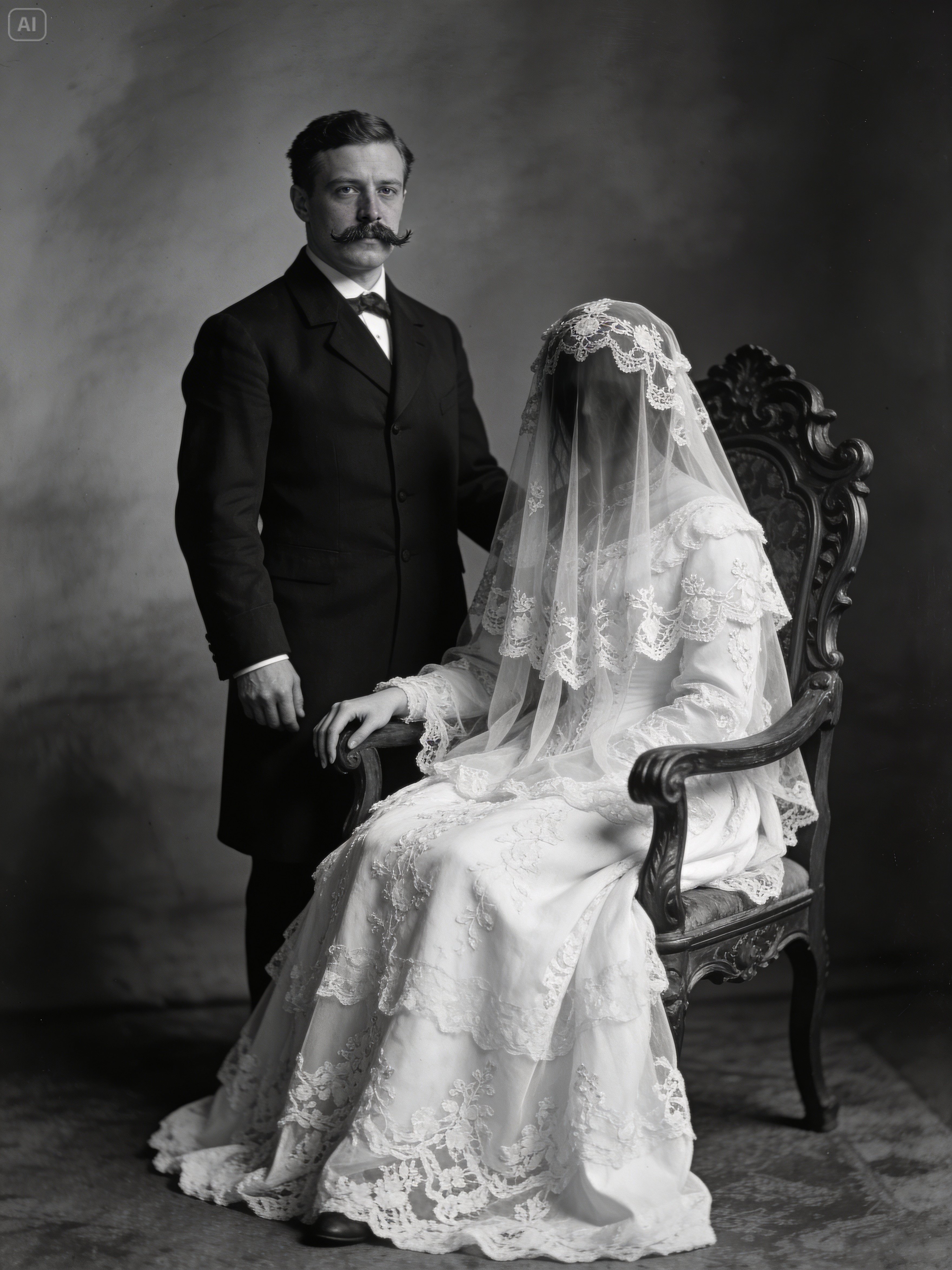 1904 portrait resurfaces — and historians pale as they enlarge the image of the bride