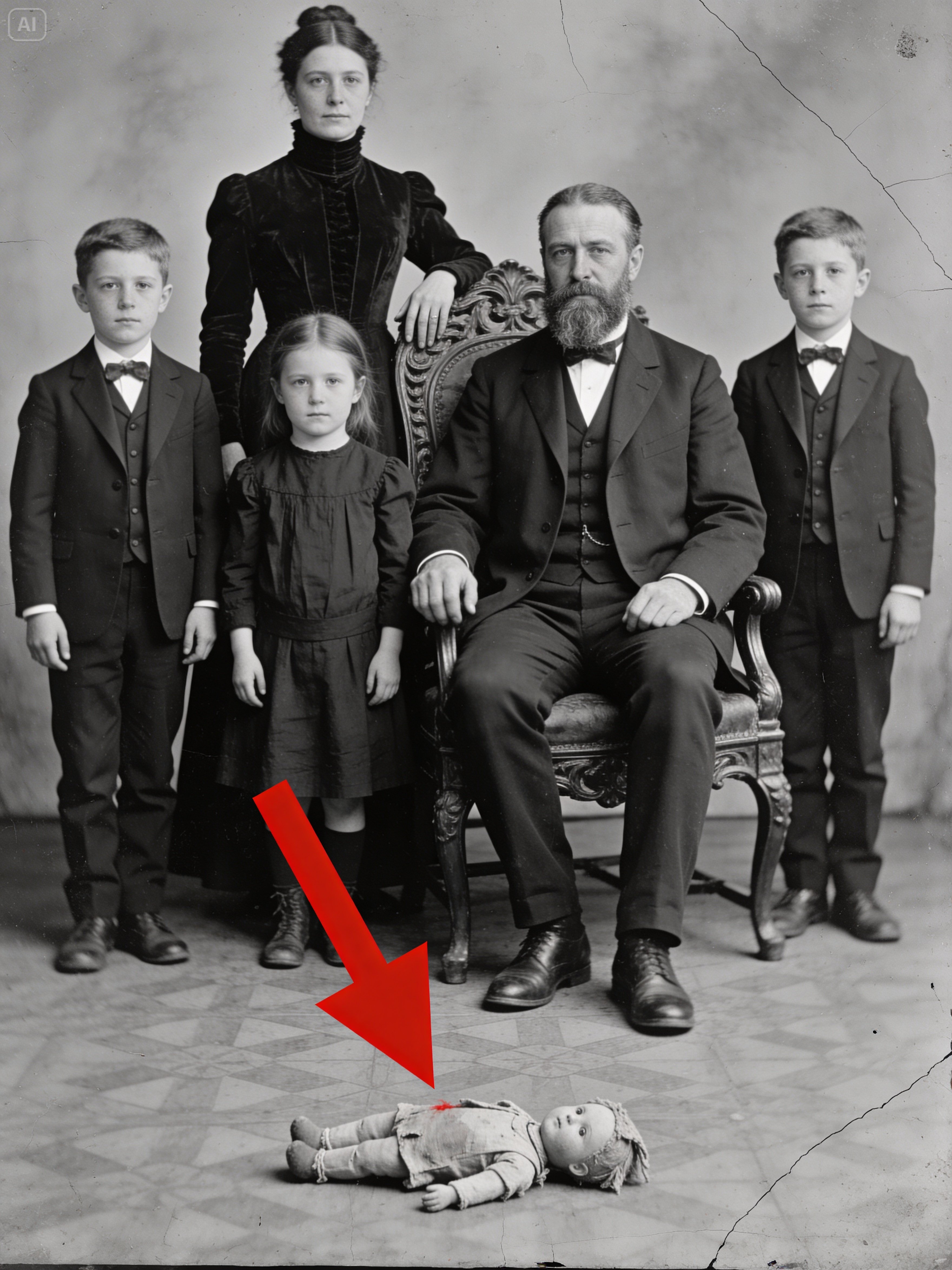 1892 Family Portrait Found — And Historians Freeze When They Notice What’s Lying Beside the Chair