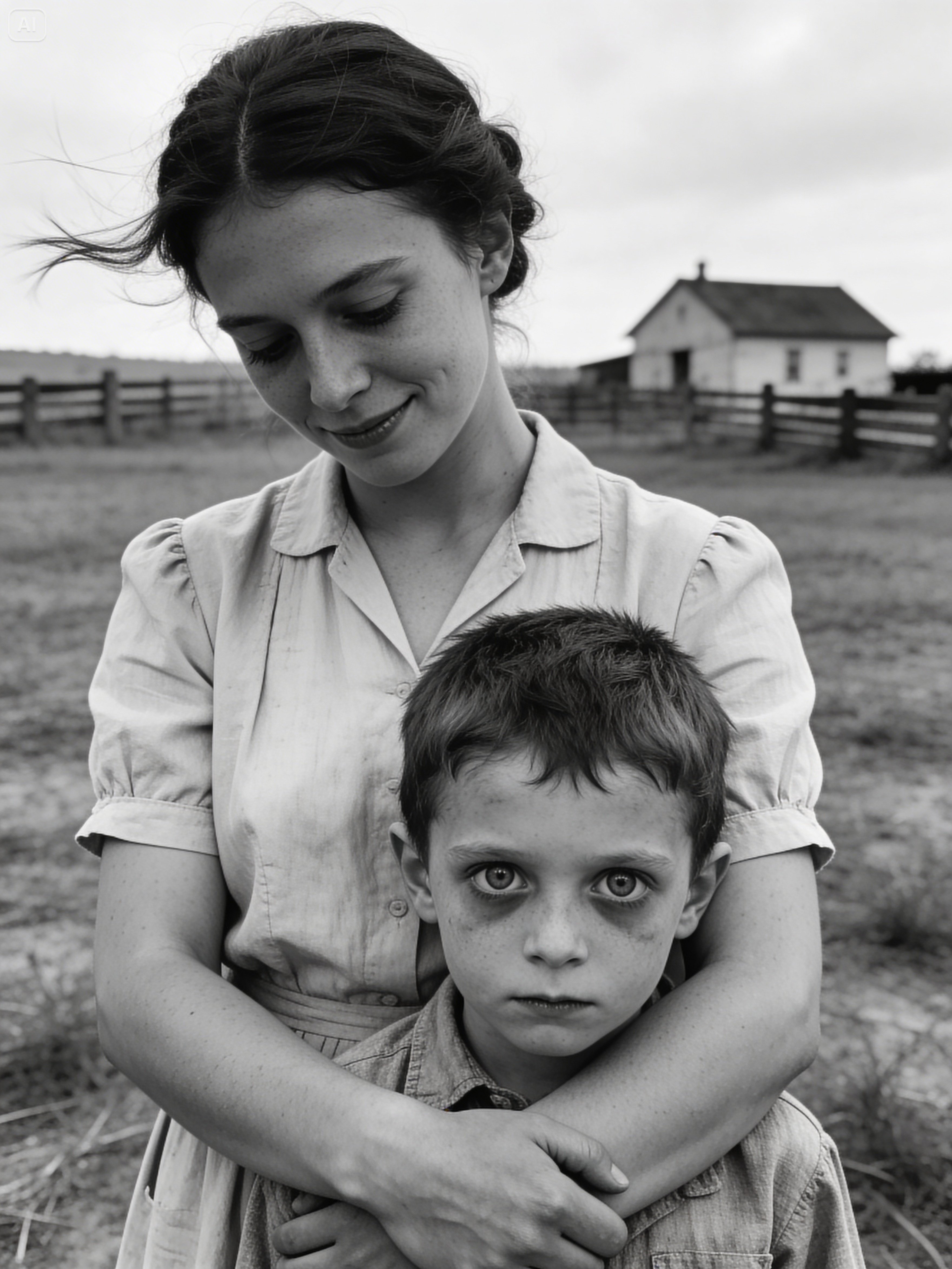 A Woman Hugs Her Son in 1931 — But Zooming In on the Boy’s Face, Something Feels Off