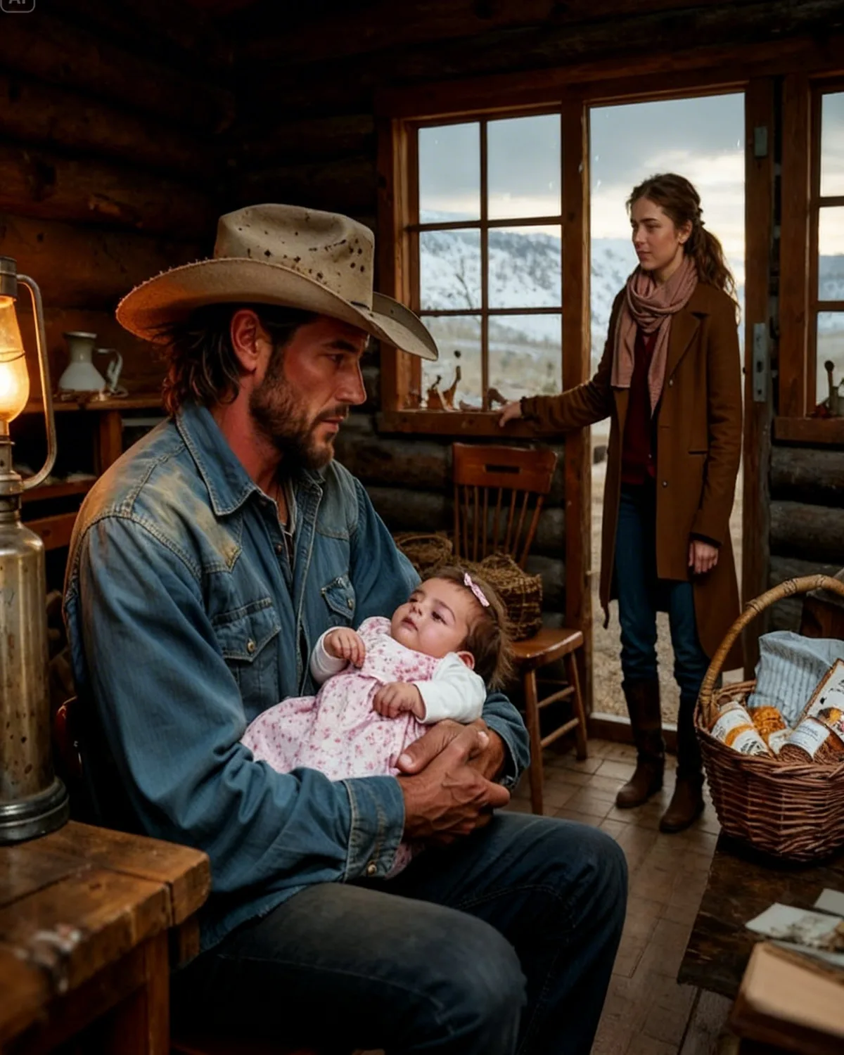 Cowboy Sat Alone With a Hungry Baby After His Wife Passed, Until She Knocked With a Basket of Food