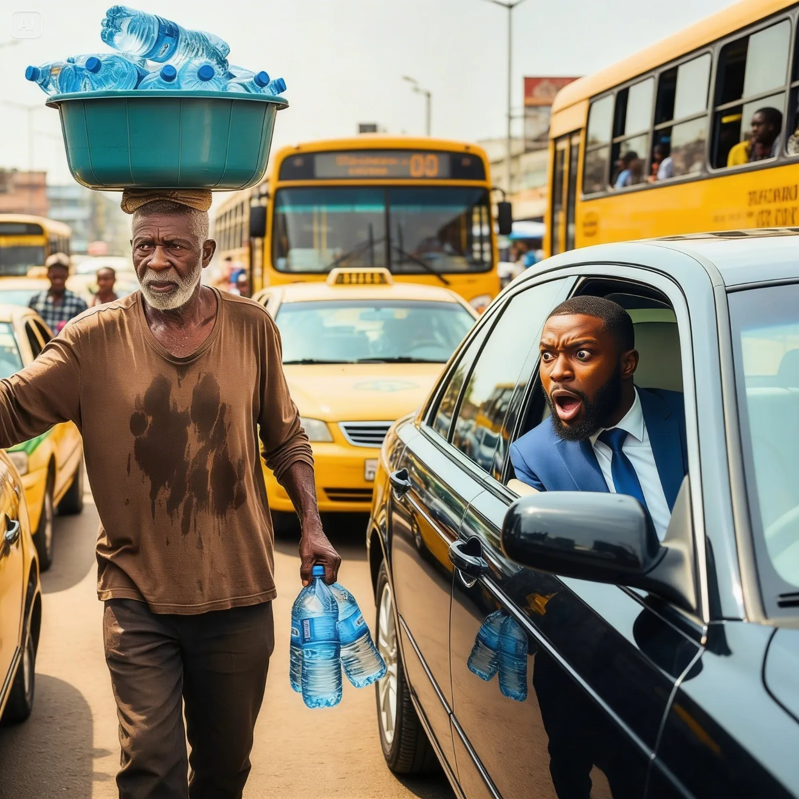 He Saw His 80-Year-Old Father Selling Pure Water in Traffic… He Froze.