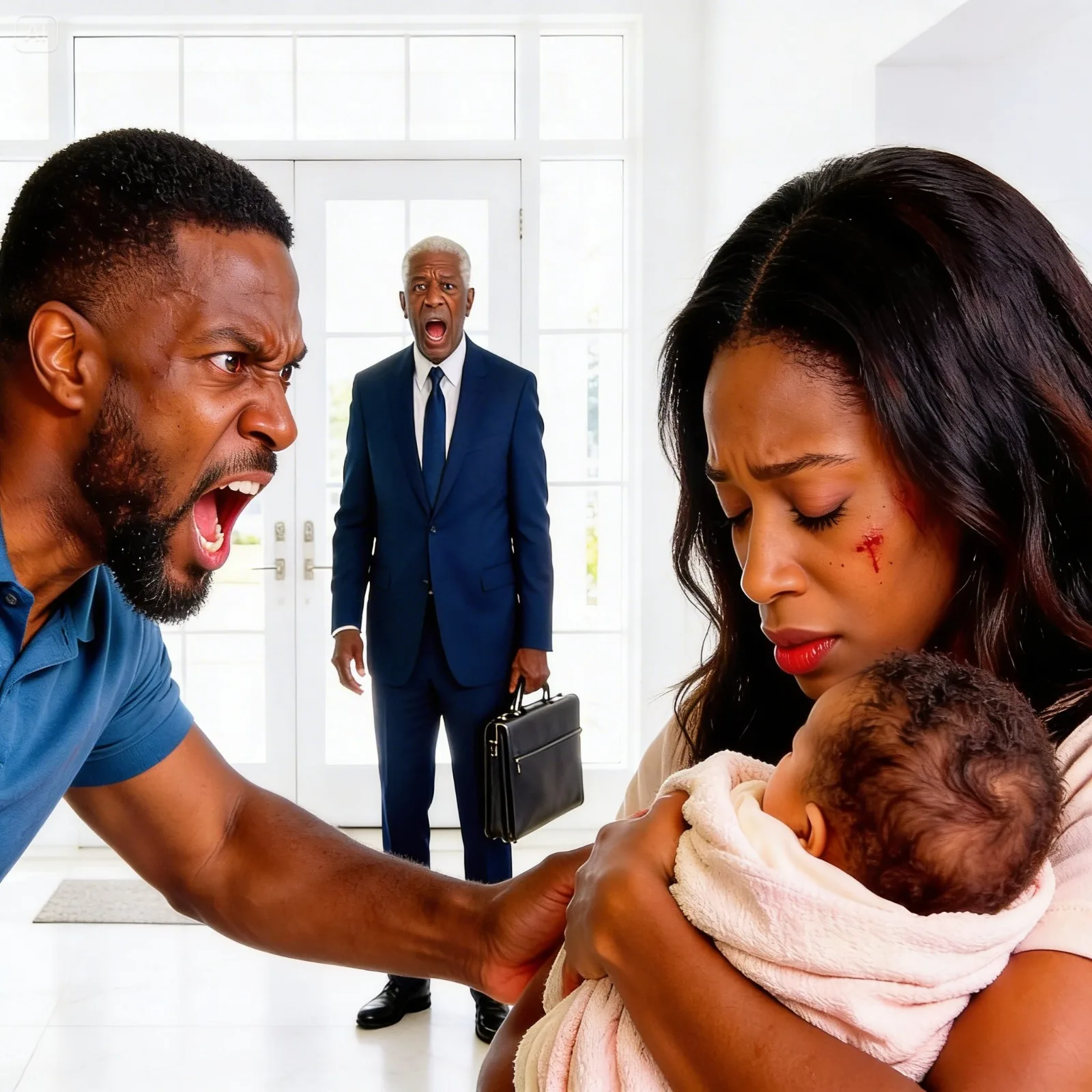 Pregnant Wife Holding Baby Was Slapped by Husband so Hard a Tooth Broke—Until Her Billionaire Fath