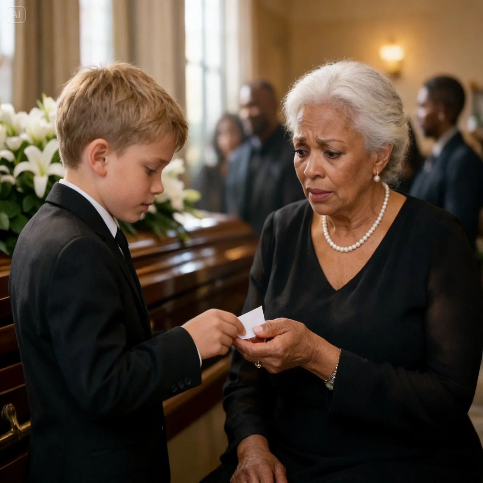 At my husband’s funeral, my grandson slipped me a note that changed everything by dawn