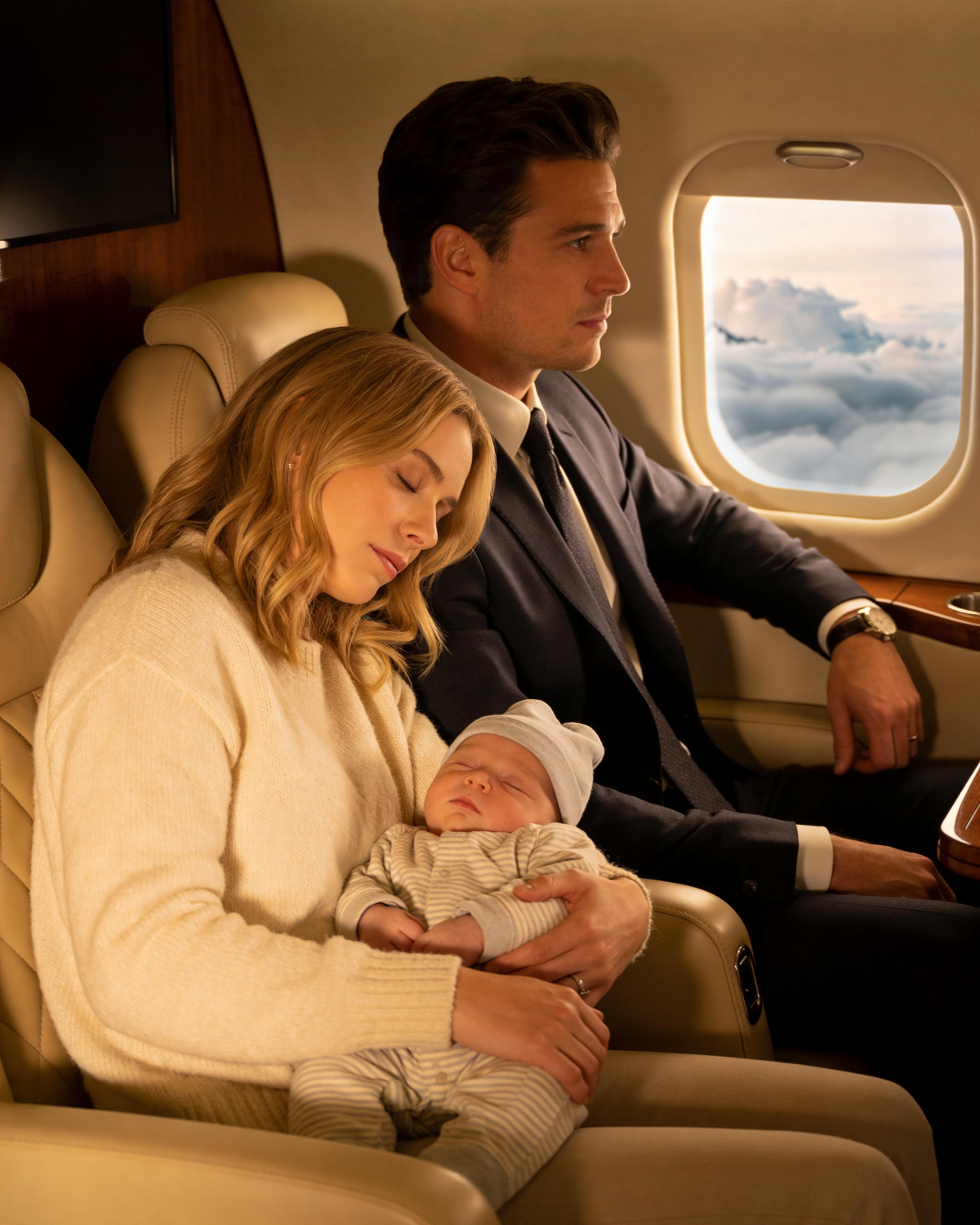 Poor Girl With her Baby Falls Asleep On A CEO’s Shoulder On A Flight, But Wakes Up Shocked When He…