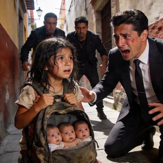 A soaked little girl hugged three babies in the street, and when the millionaire looked at her crying, all he could say was, “Don’t take them away.”
