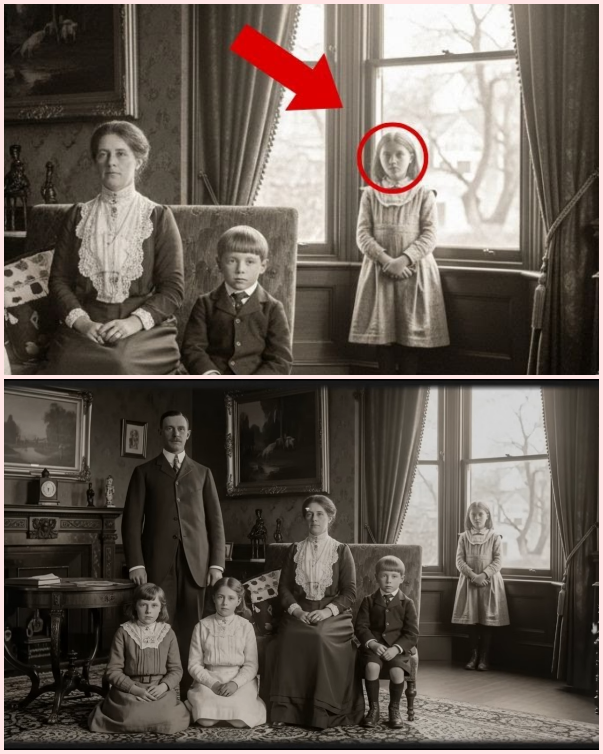 A 1910 Family Photo Seems Harmless — But Look at the Child Standing by the Window