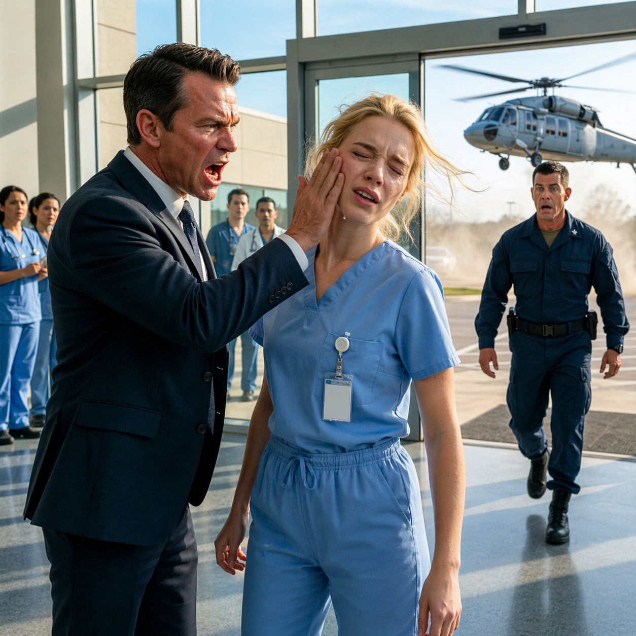 “Get Out, B*tch.” The CEO Slapped the Rookie Nurse — Then a Navy Helicopter Landed Outside