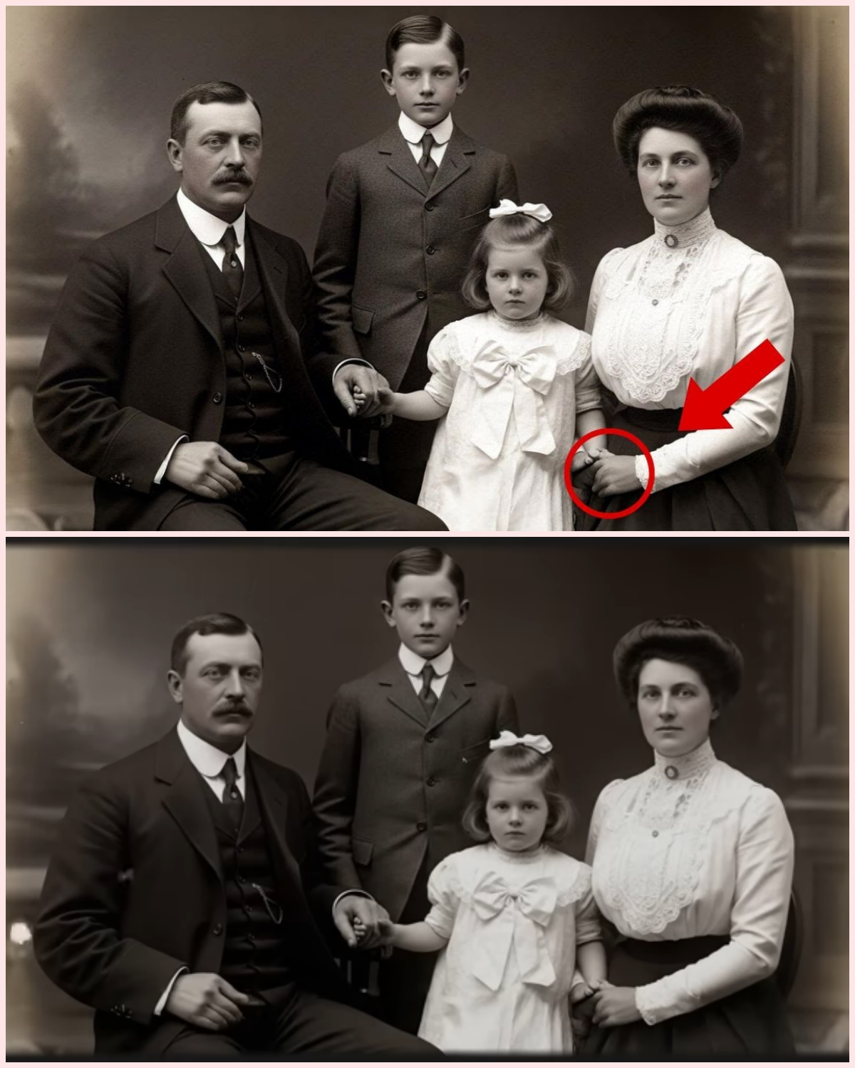 This 1914 Studio Photo Seems Harmless — Until You Notice What the Mother Hides in Her Hand
