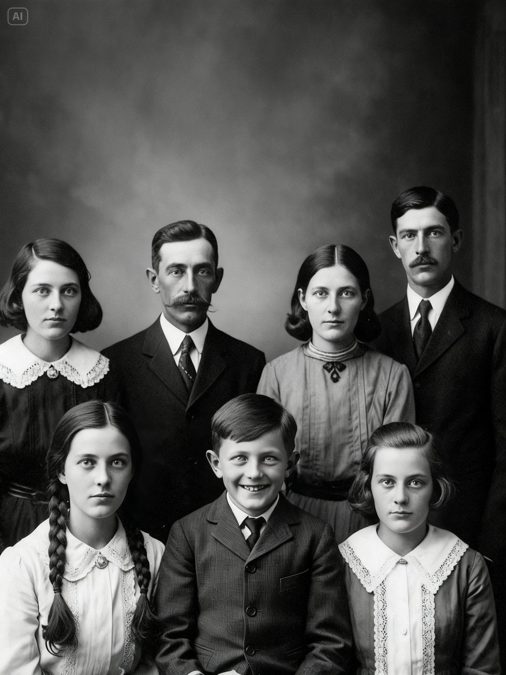 A Family Portrait in 1903 Seems Normal — Until You See the Youngest Child Grinning
