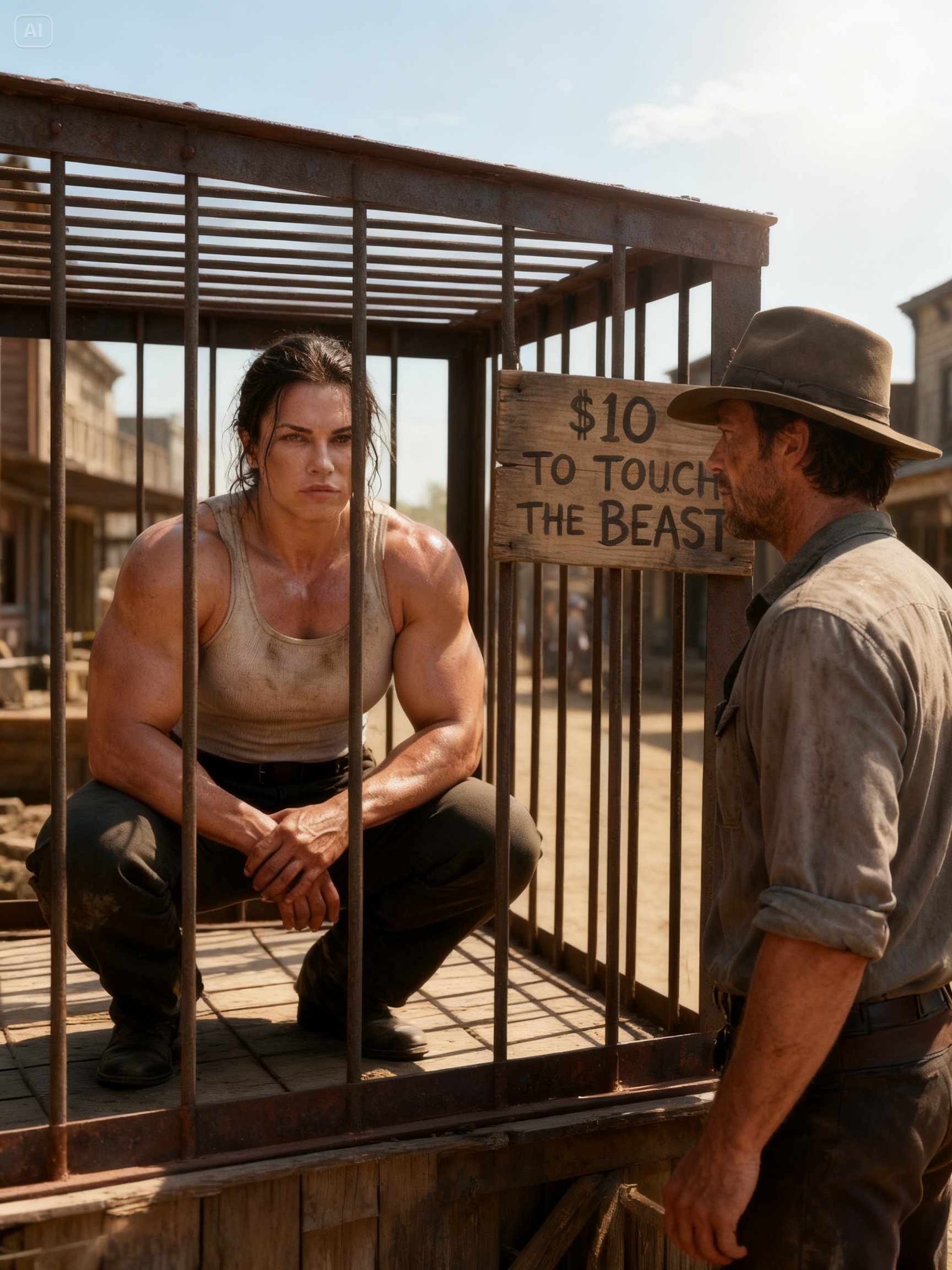 Everyone Feared the Giant Widow in the Cage—Until the Cowboy Bought Her & Asked her to be his bride