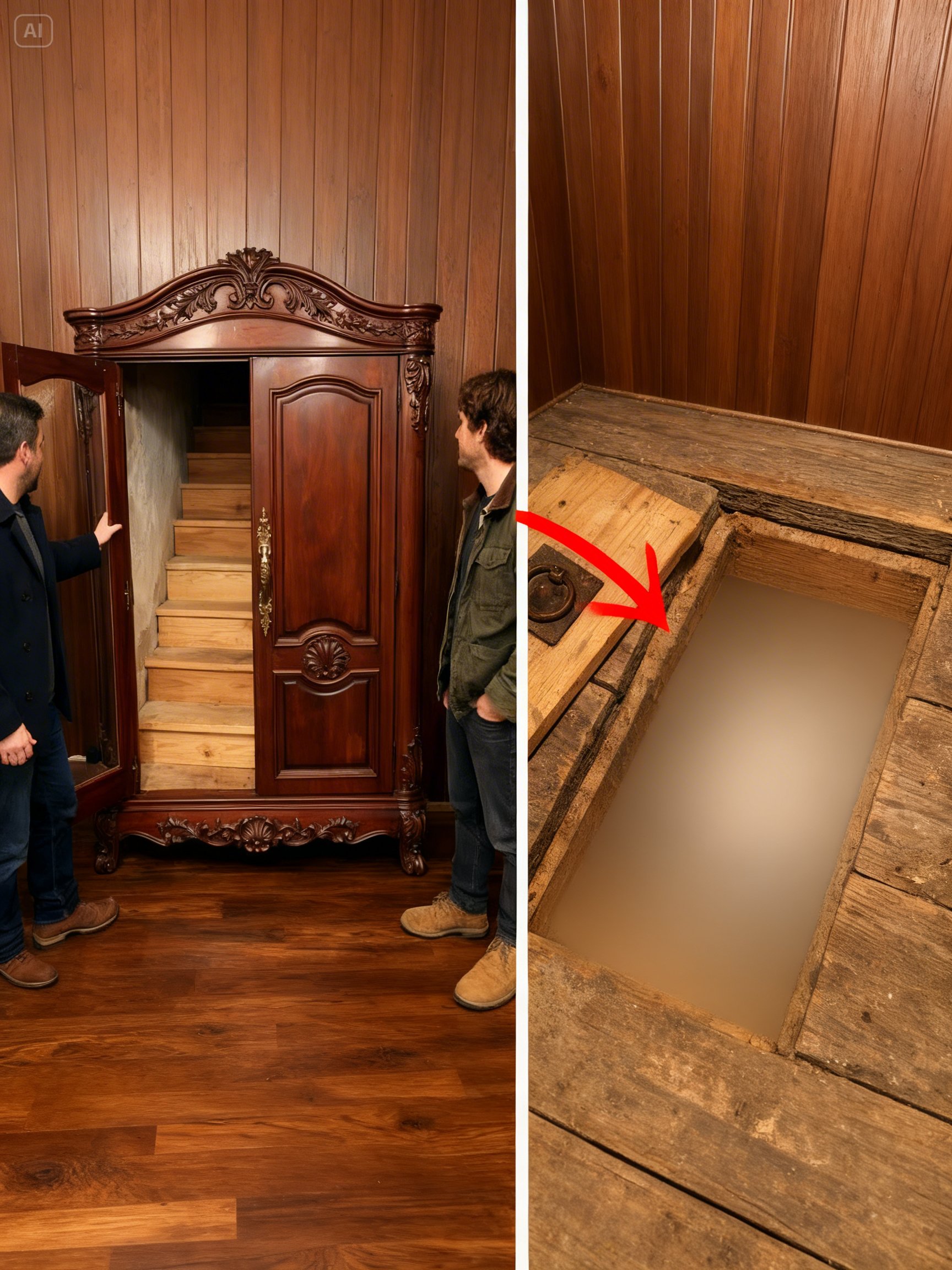 Brothers Found Secret Stairs in Father’s Wardrobe, What Was Upstairs Made Them Sue Mom!