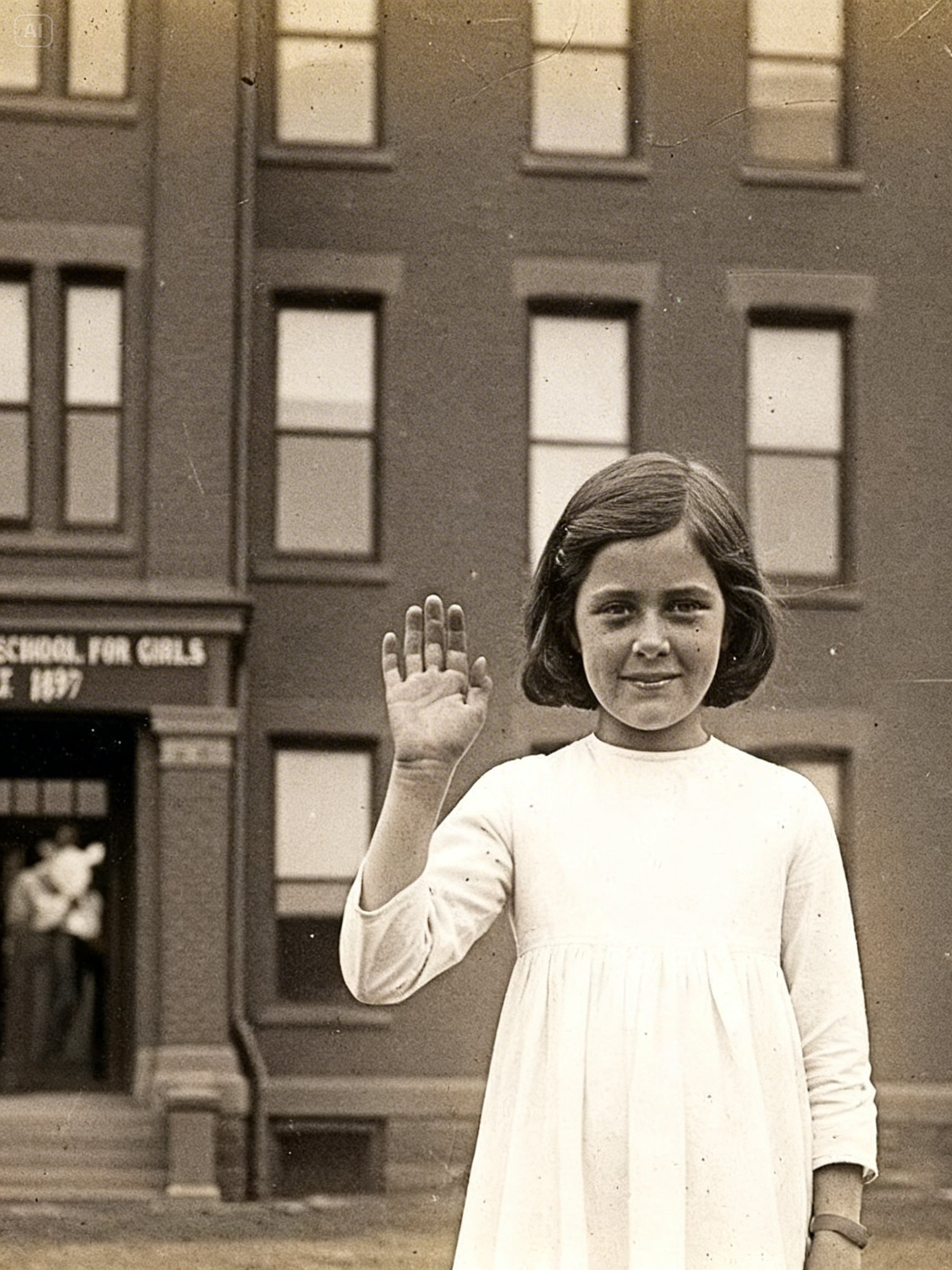 This 1909 Photo of a Girl Waving Looked Innocent — Until Restoration Revealed the Truth