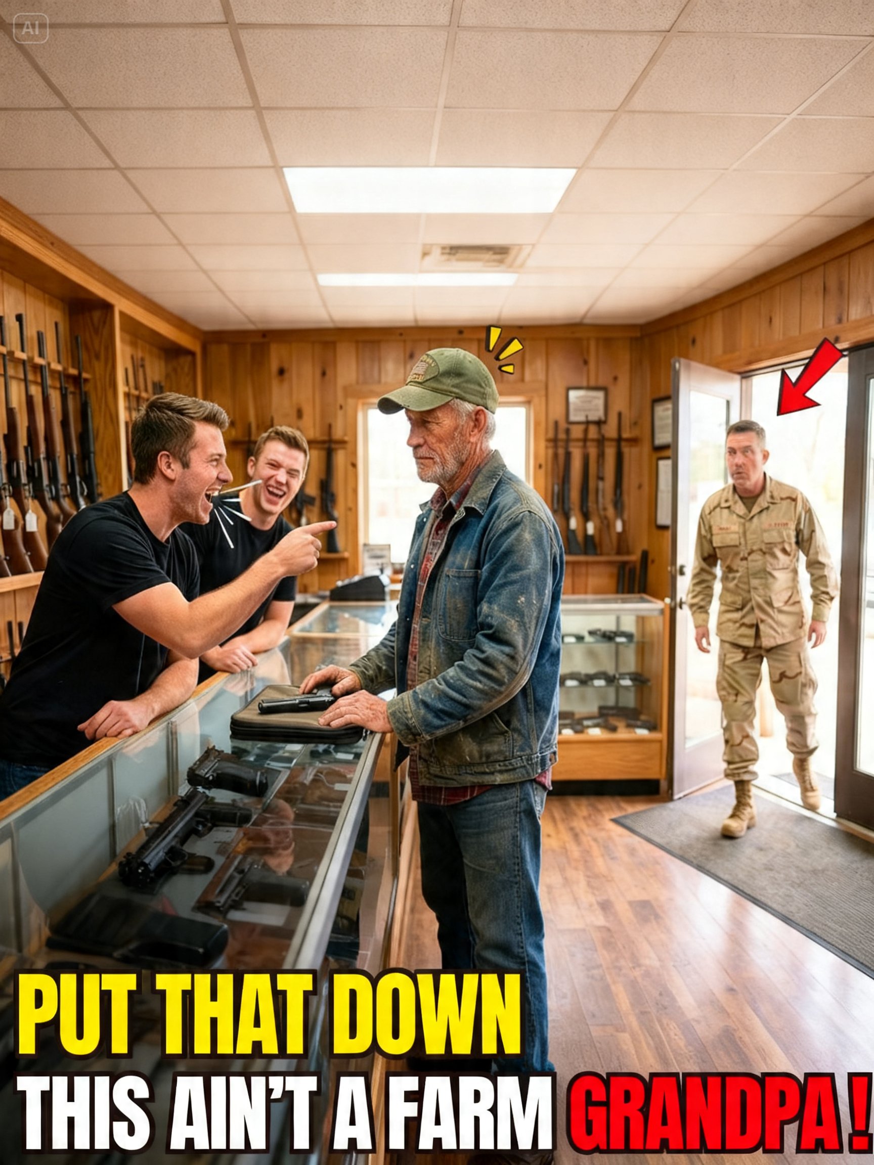 They Laughed at the Old Farmer in the Gun Shop — Until the Veteran Owner Walked in and Froze