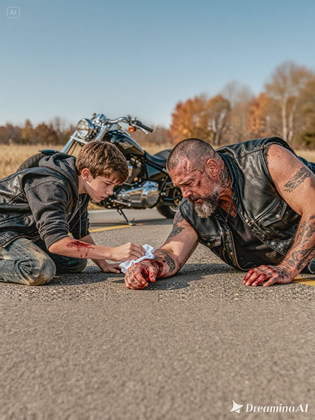 Homeless Teenager Helped An Injured Bikers… Unaware He’s A Hells Angels